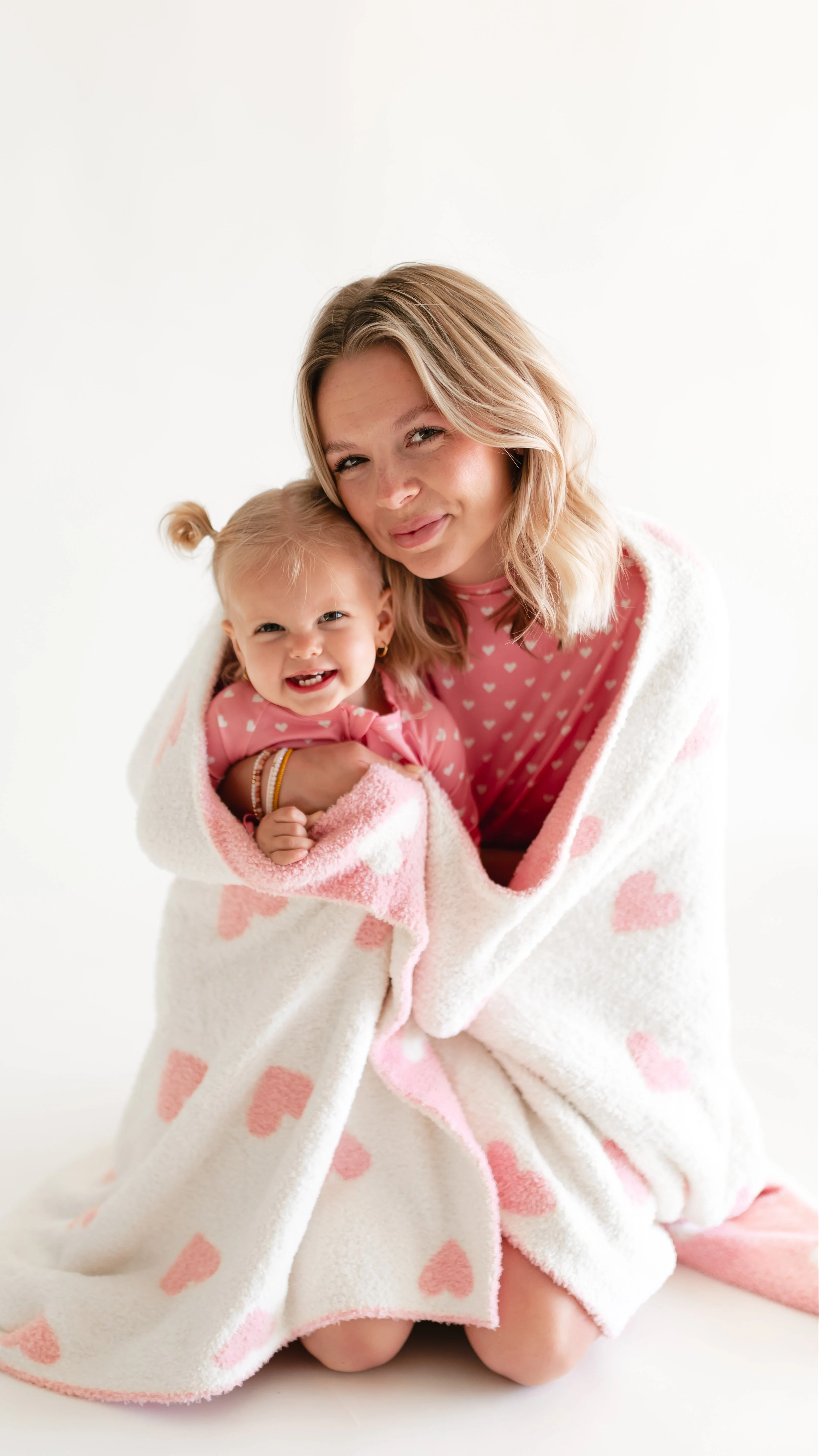 Adult Plush Throw Blanket in Pink Hearts - Image 3
