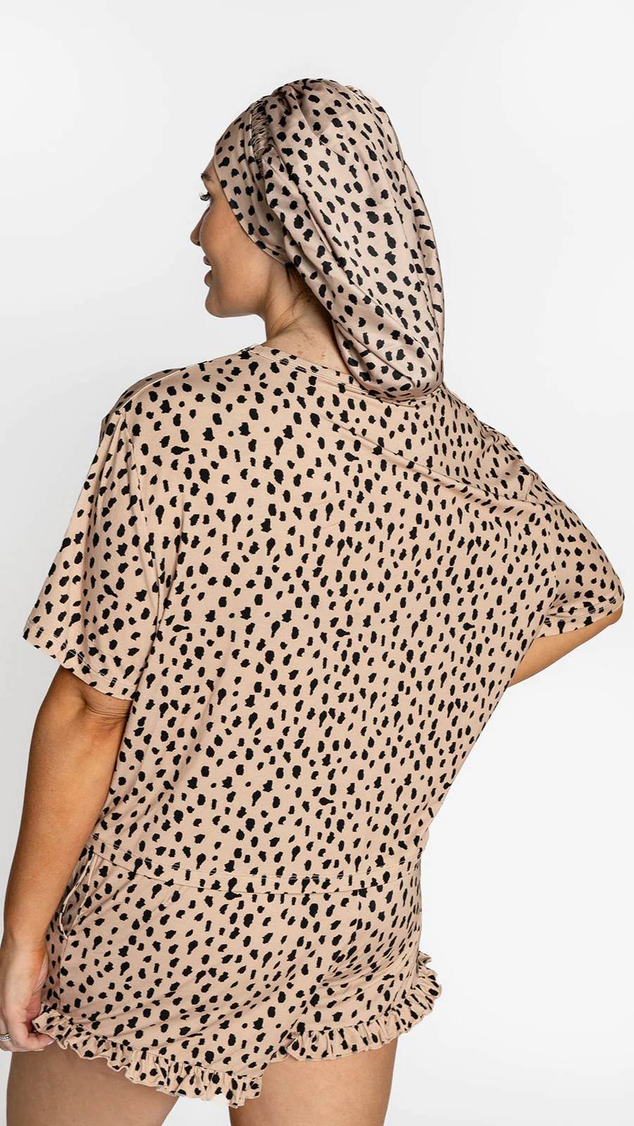 Adult Satin Bonnet in Brown Cheetah