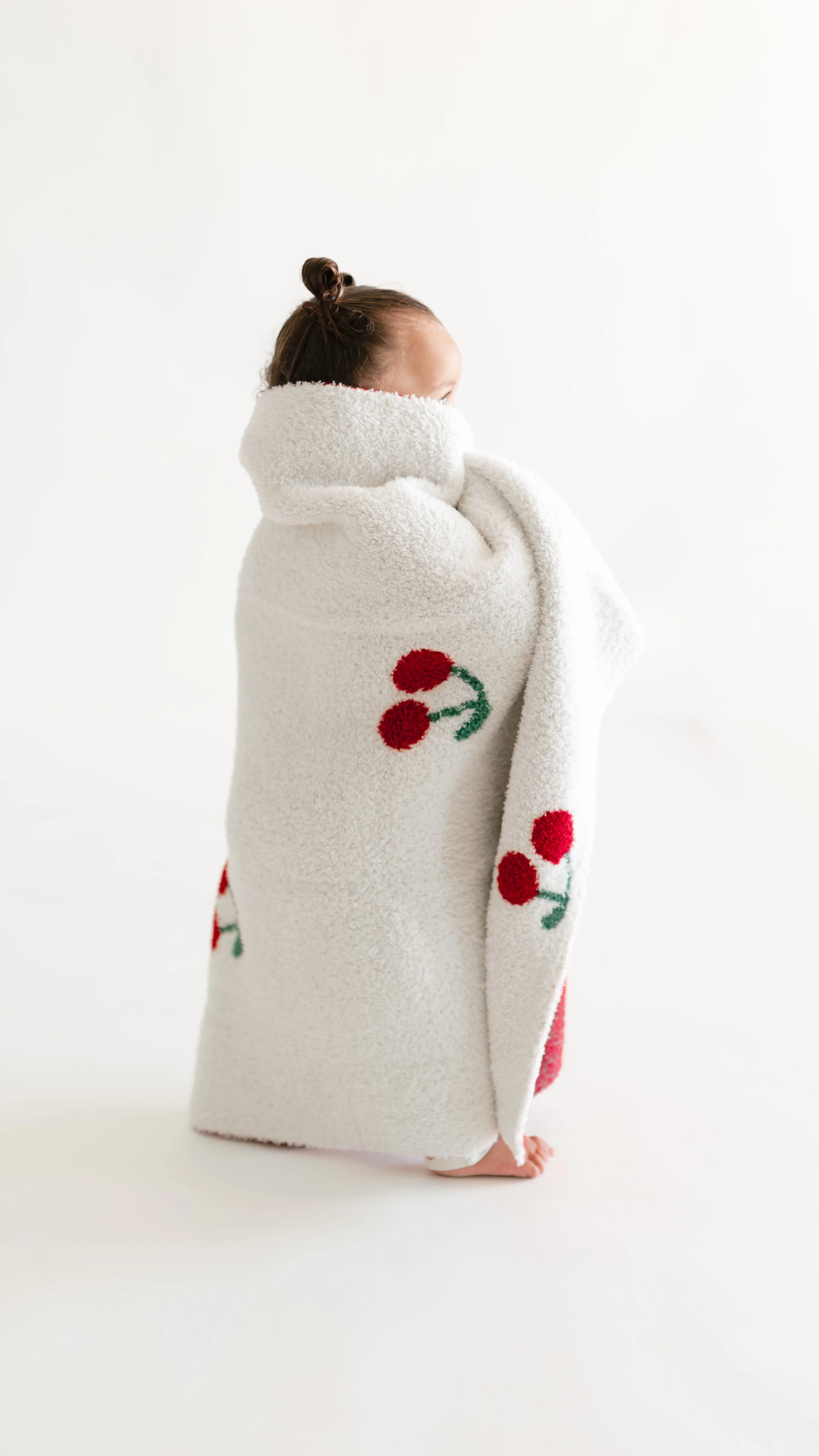 Baby Plush Throw Blanket in Cream Cherries - Image 3
