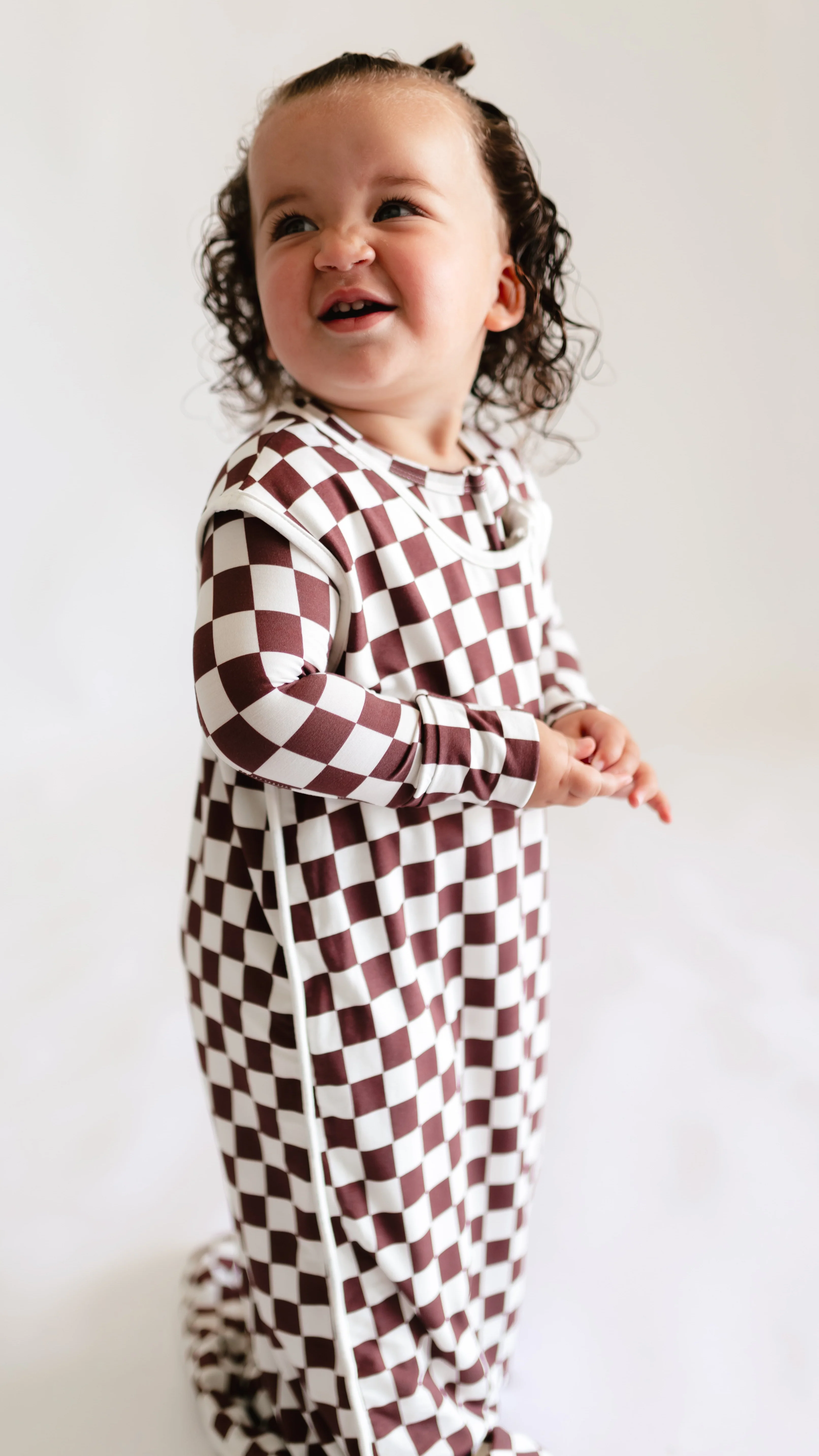 Cream + Brown Checkered Sleep Sack 0.5 - Image 3
