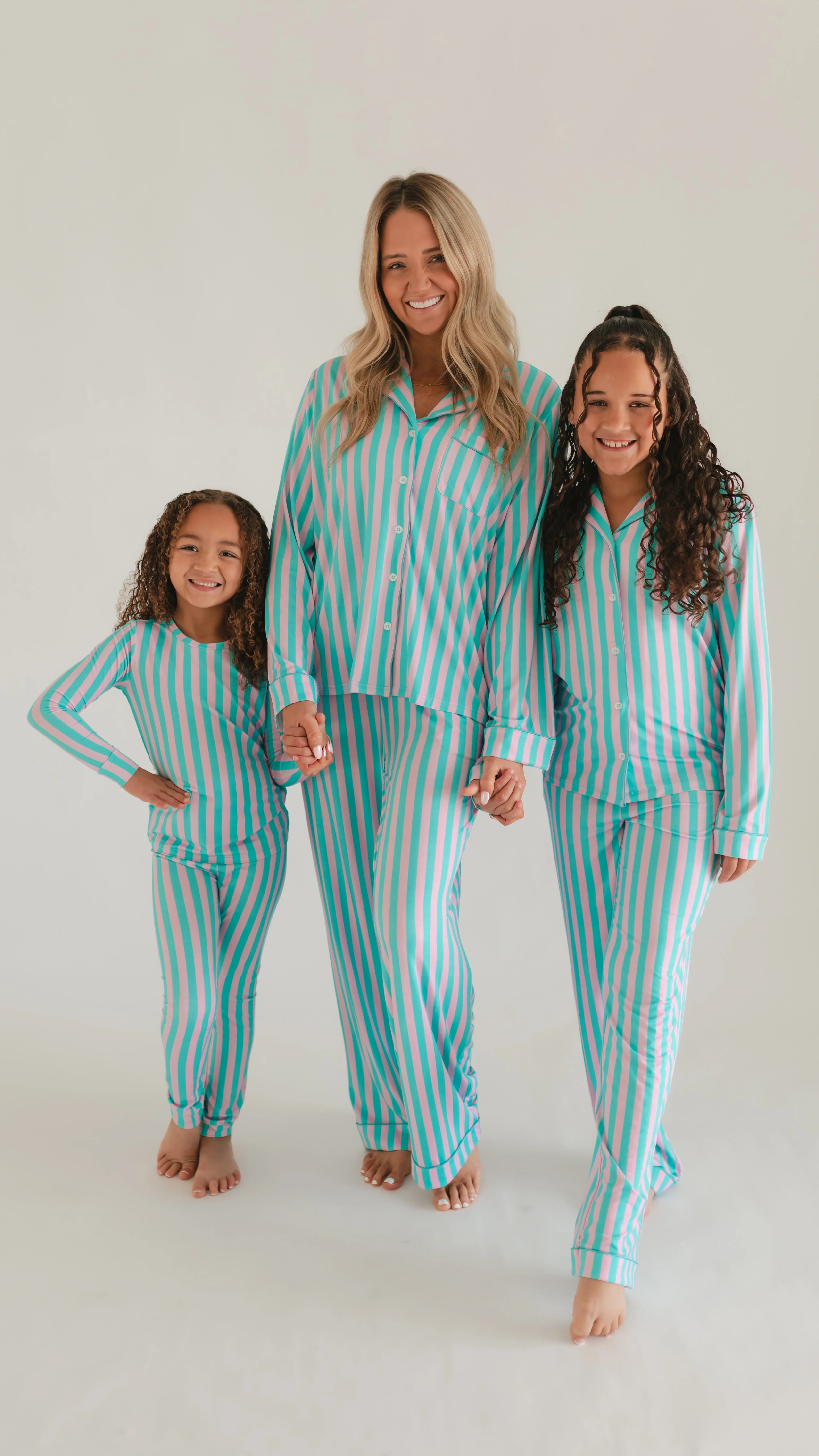 Girl's Button Up Set in Cotton Candy Stripes - Image 4