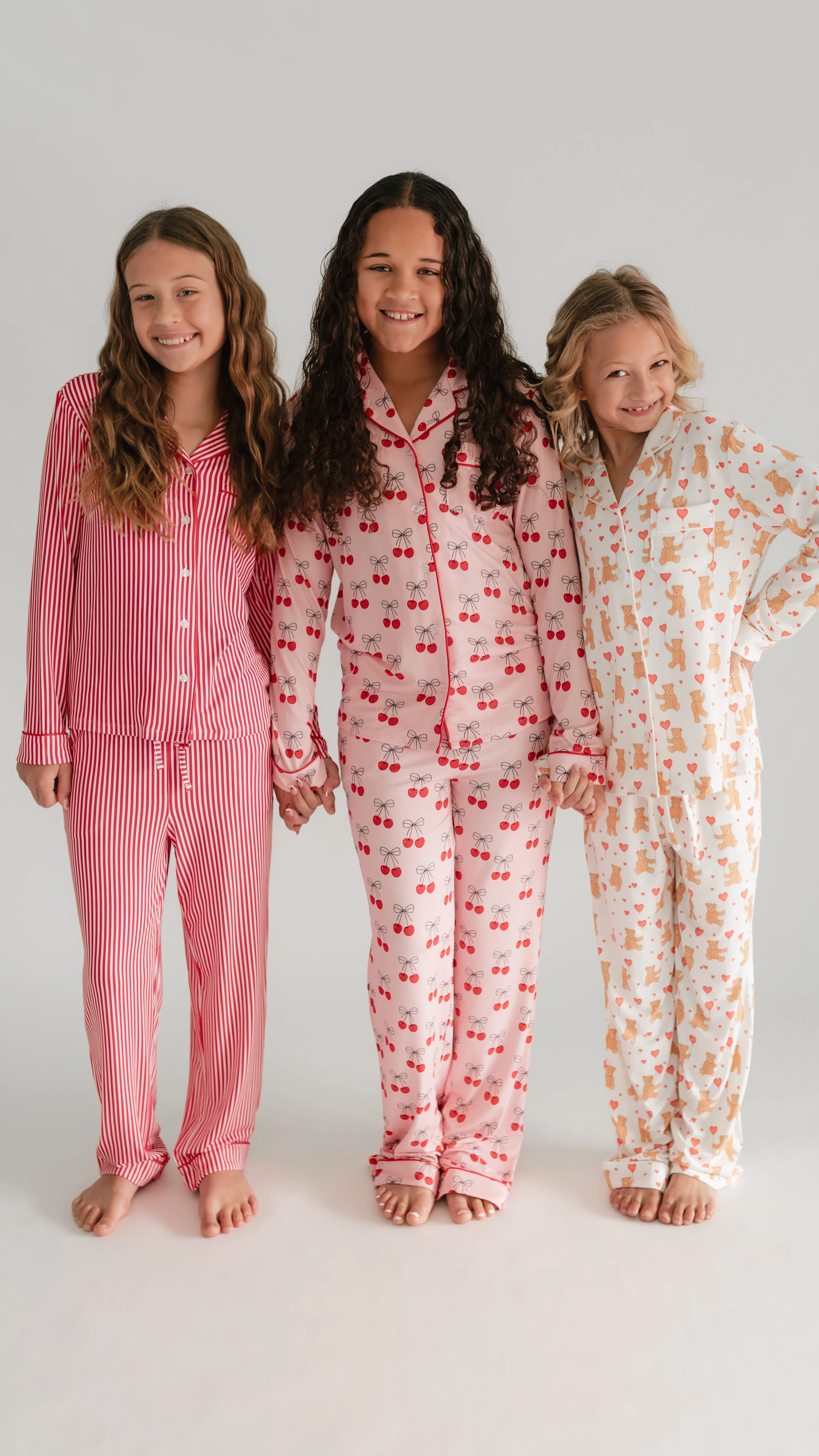 Girl's Button Up Set in Pink Cherry Bows - Image 3
