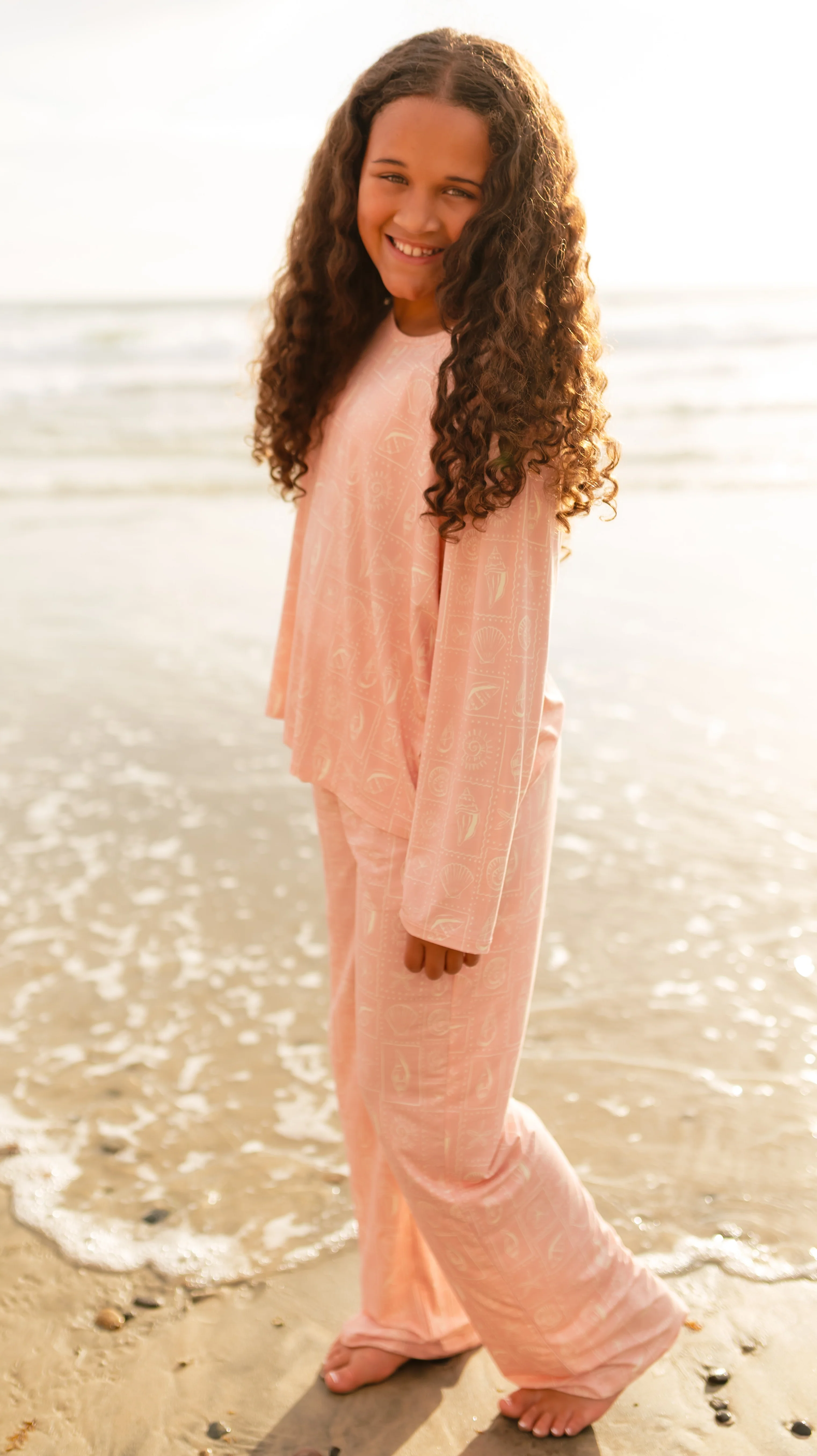 Girl's Long Sleeve and Pants Set in Pink Seashell - Image 3