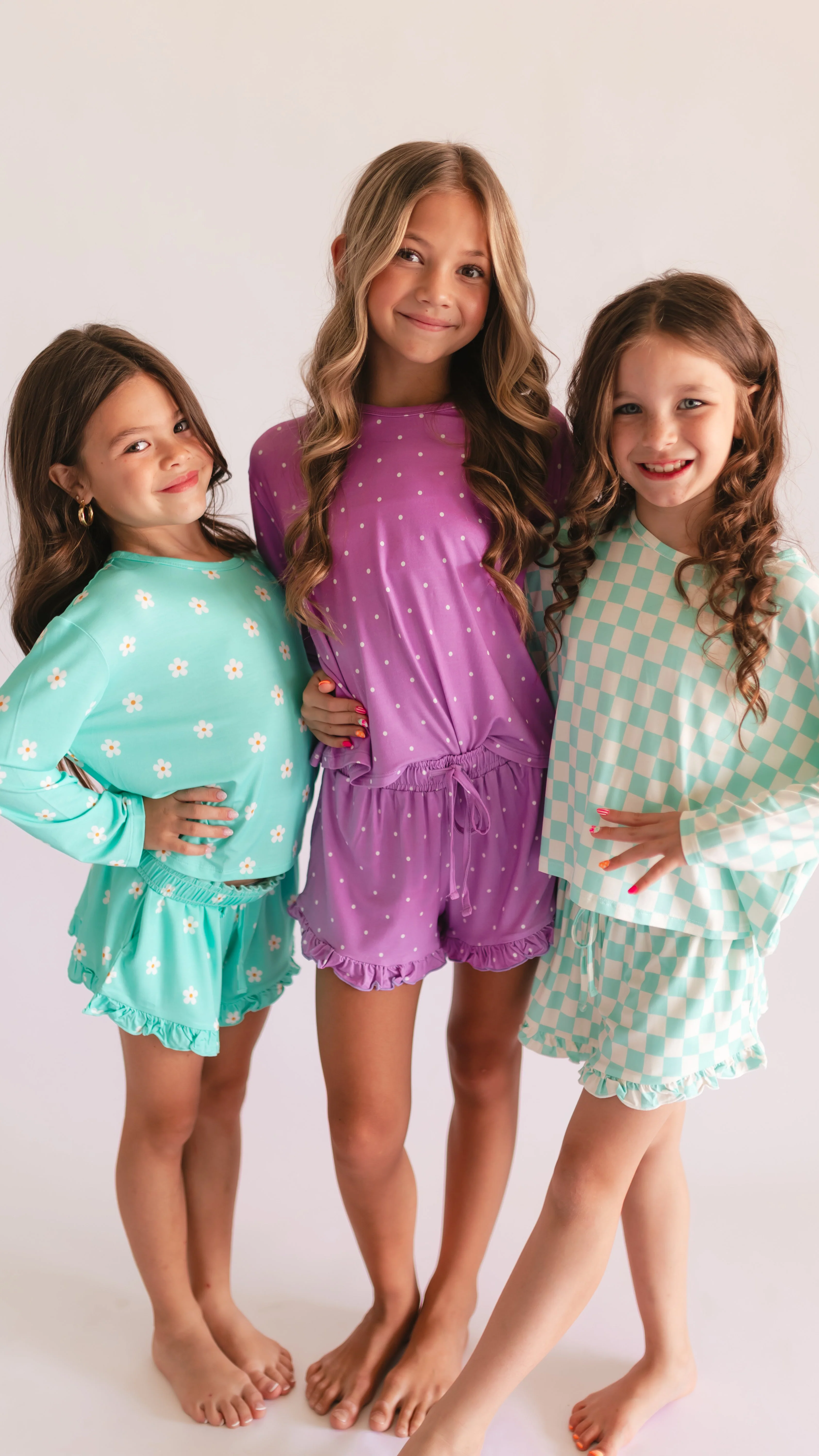 Girl's Long Sleeve and Ruffle Shorts Set in Neon Flowers - Image 3