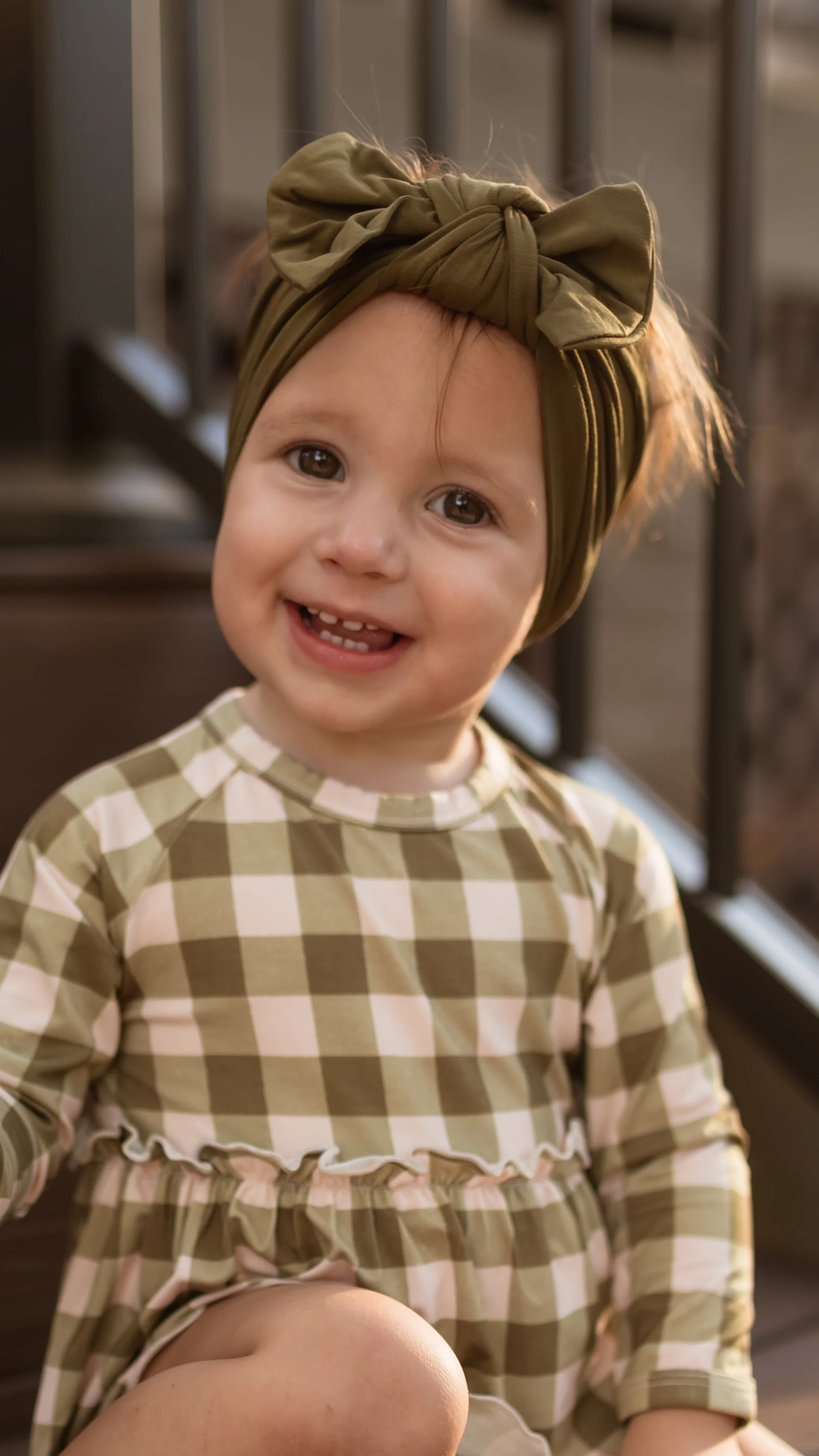 Infant Knot Head Bow in Forrest Green