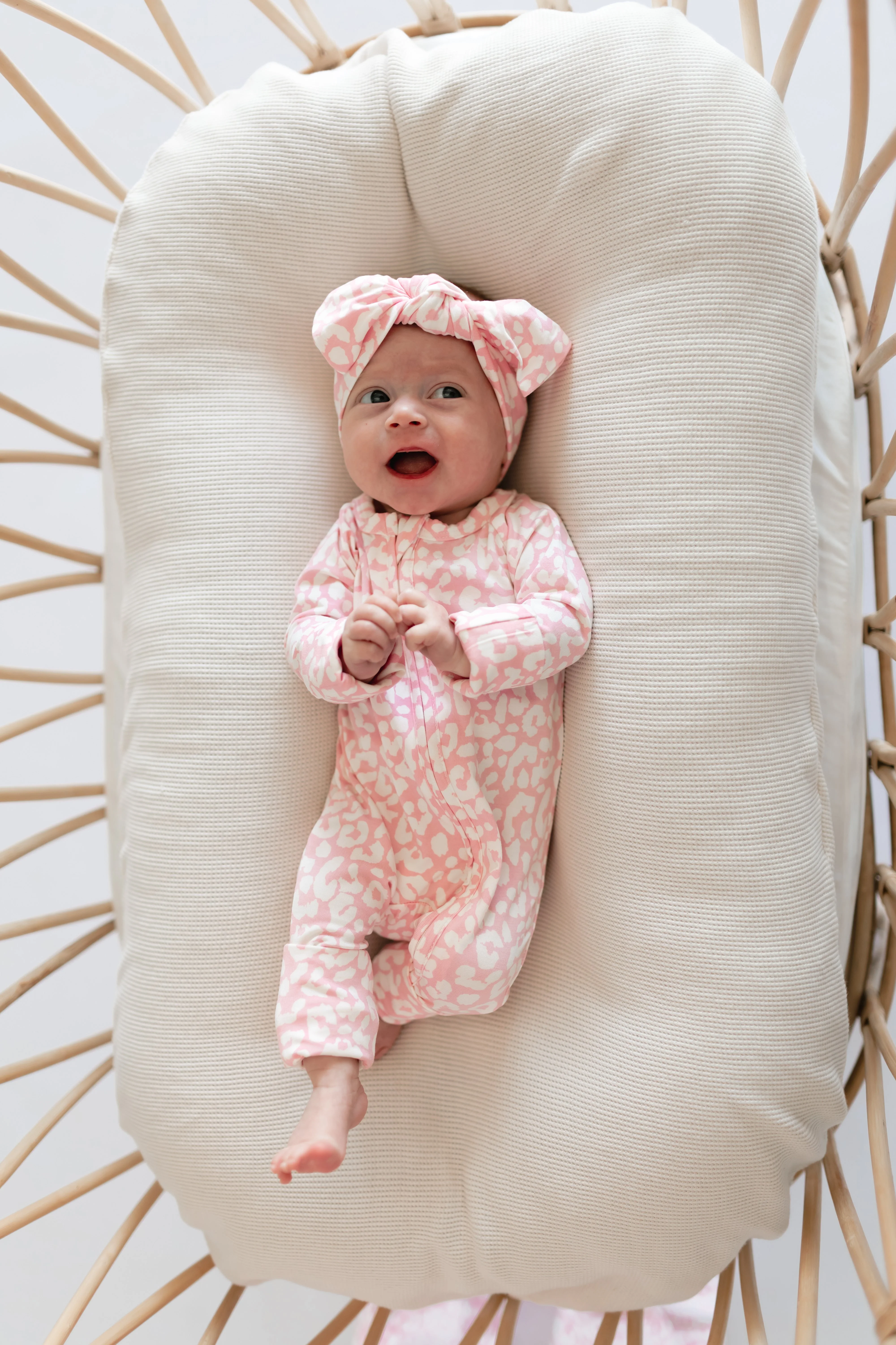 Infant Knot Head Bow in Pink Leopard