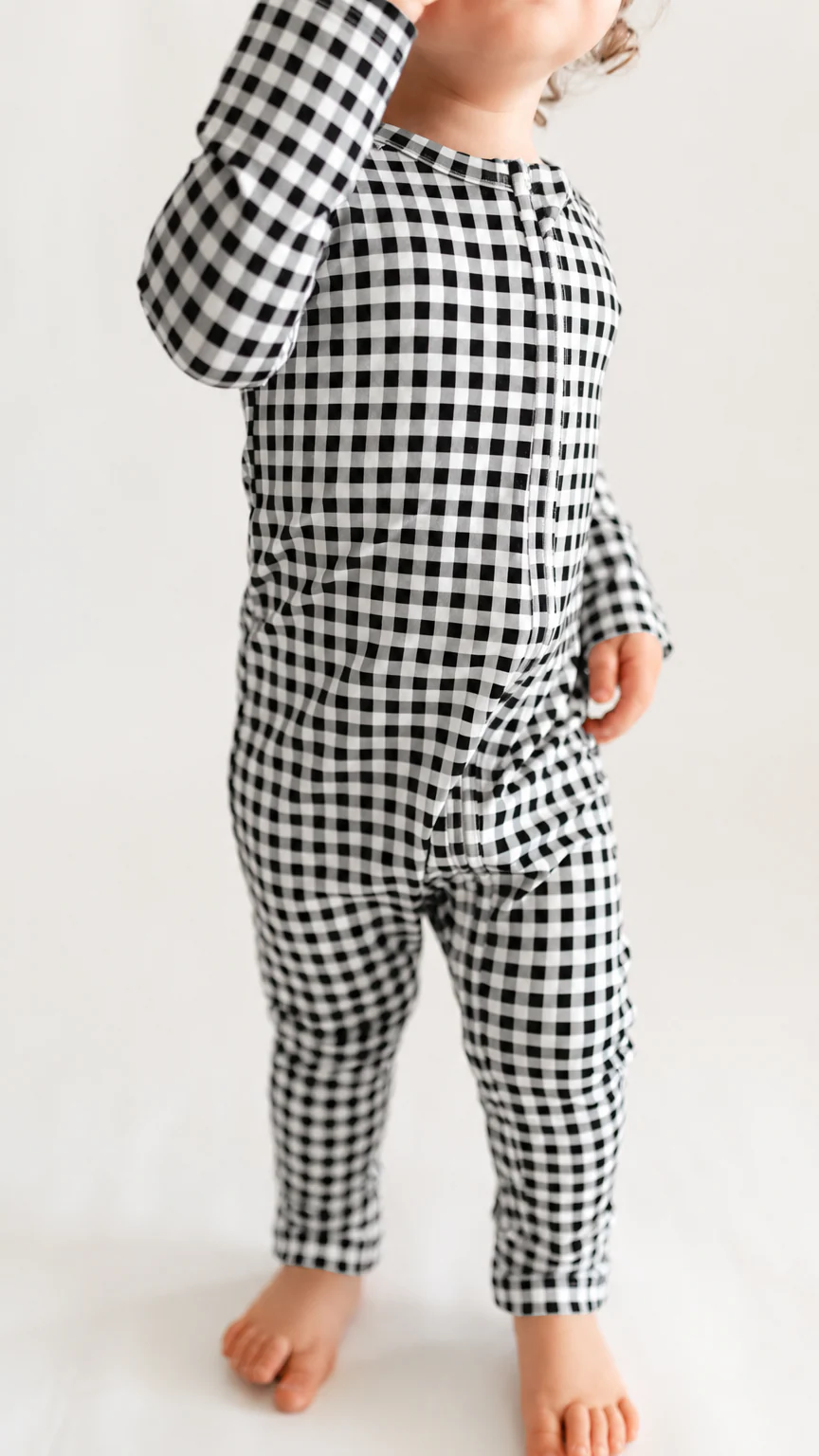 Infant Romper in Black Gingham - Image 2