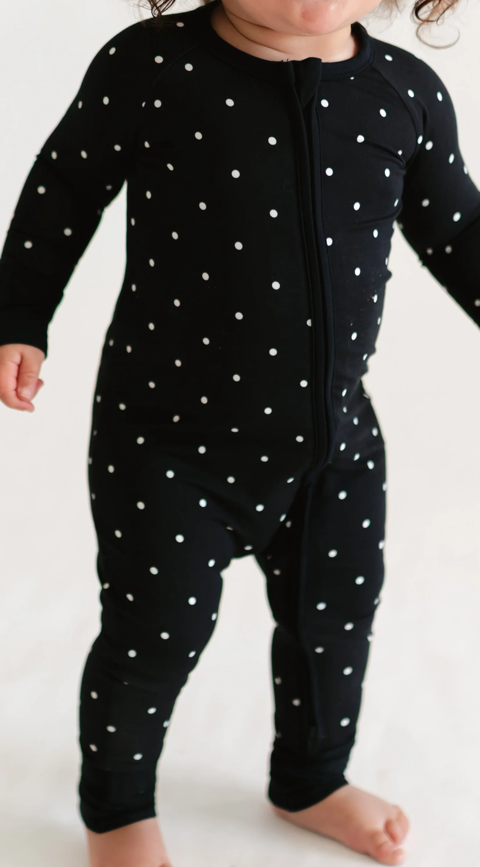 Infant Romper in Black Polka Dots - Image 2