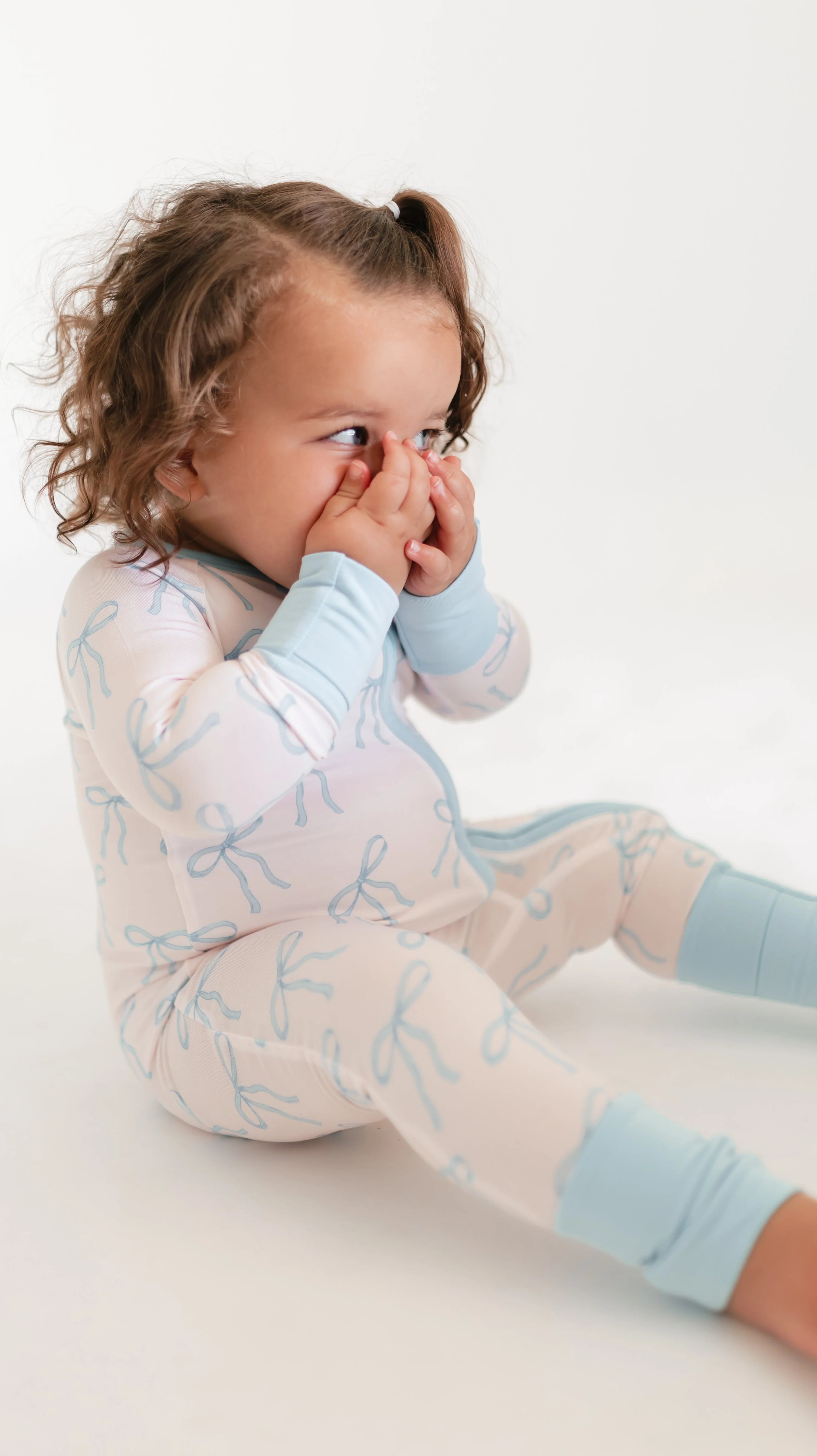Infant Romper in Blue Bows - Image 3
