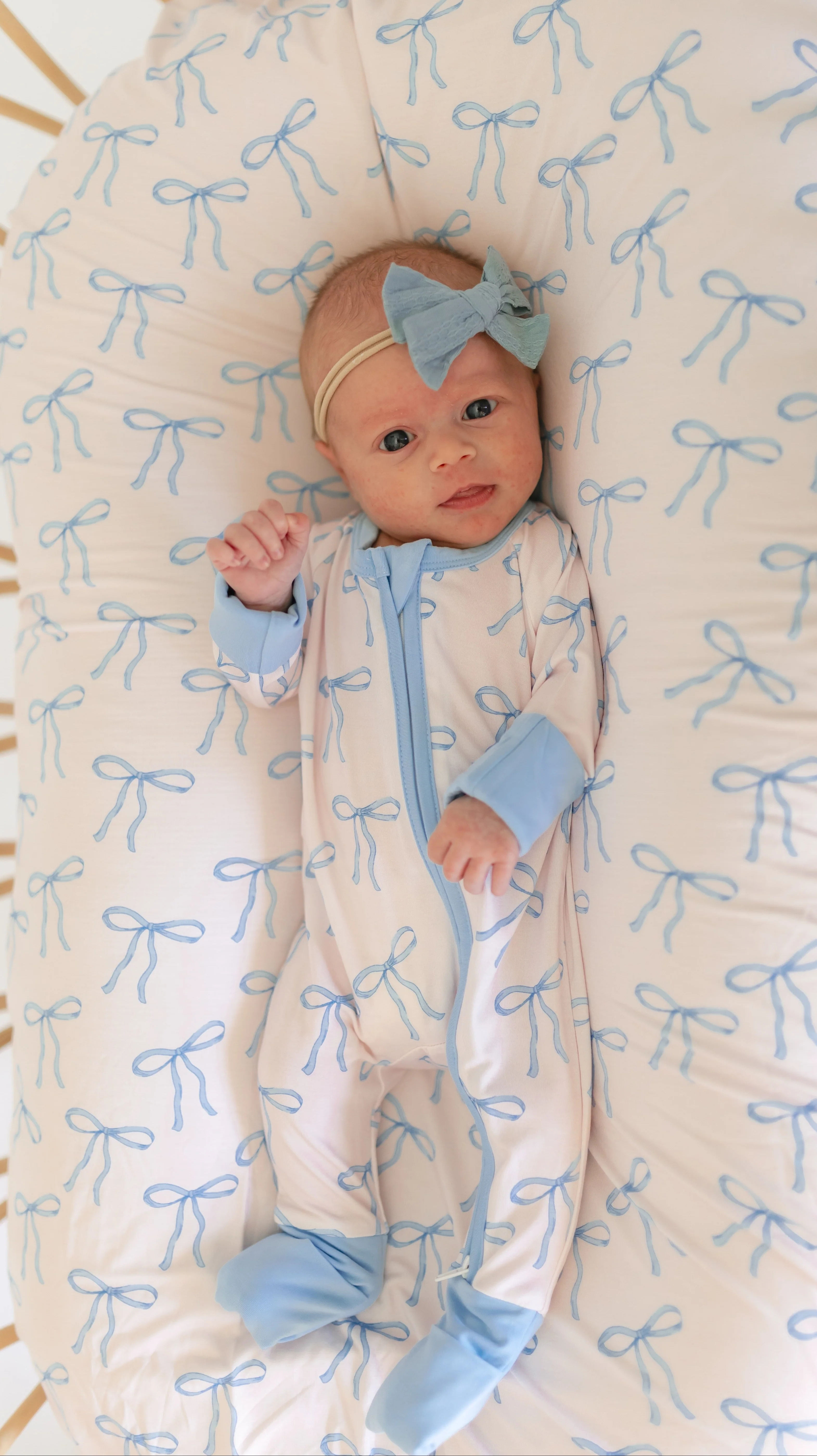 Infant Romper in Blue Bows - Image 4