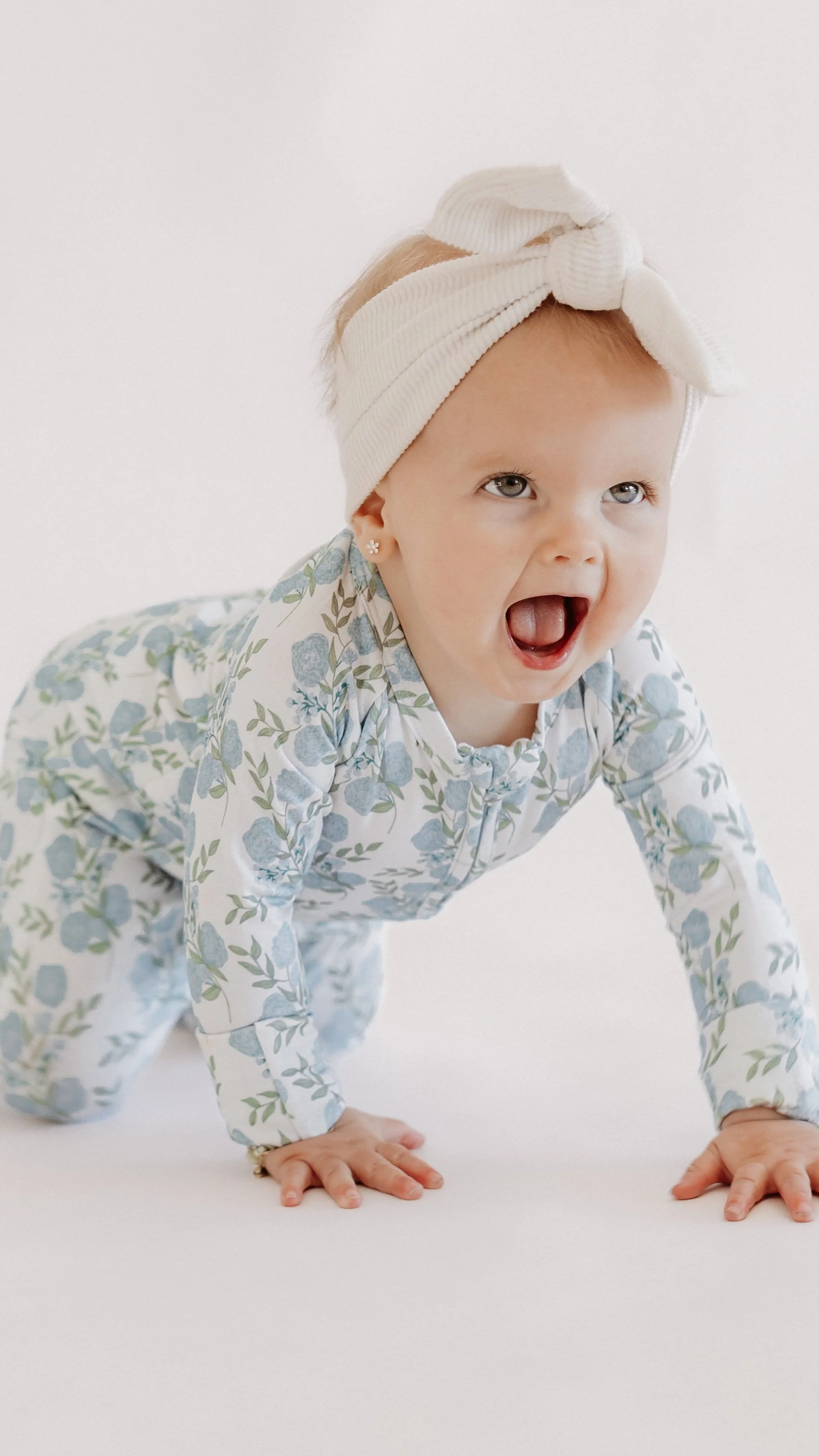 Infant Romper in Blue Floral - Image 2