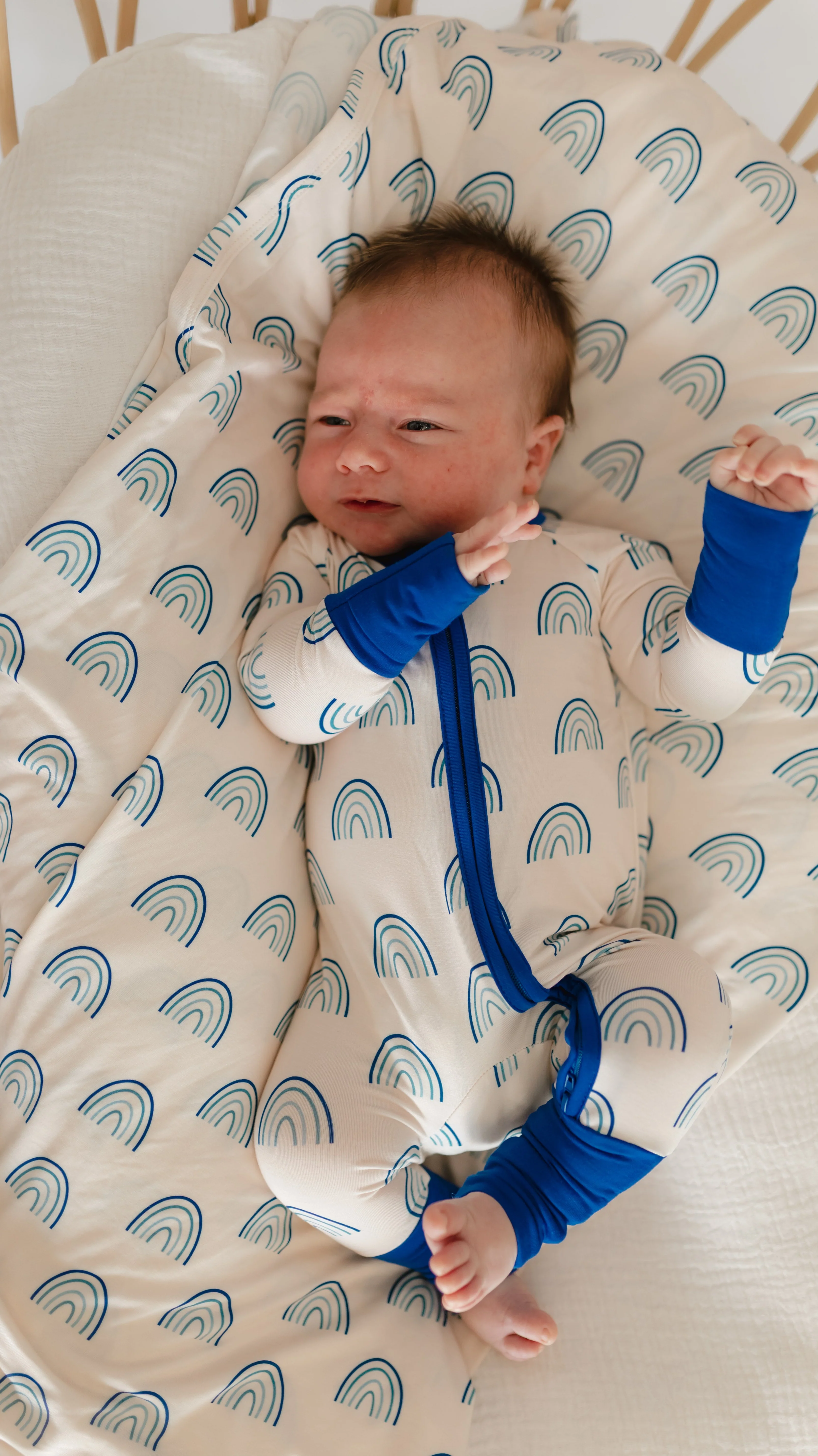 Infant Romper in Blue Rainbows - Image 3