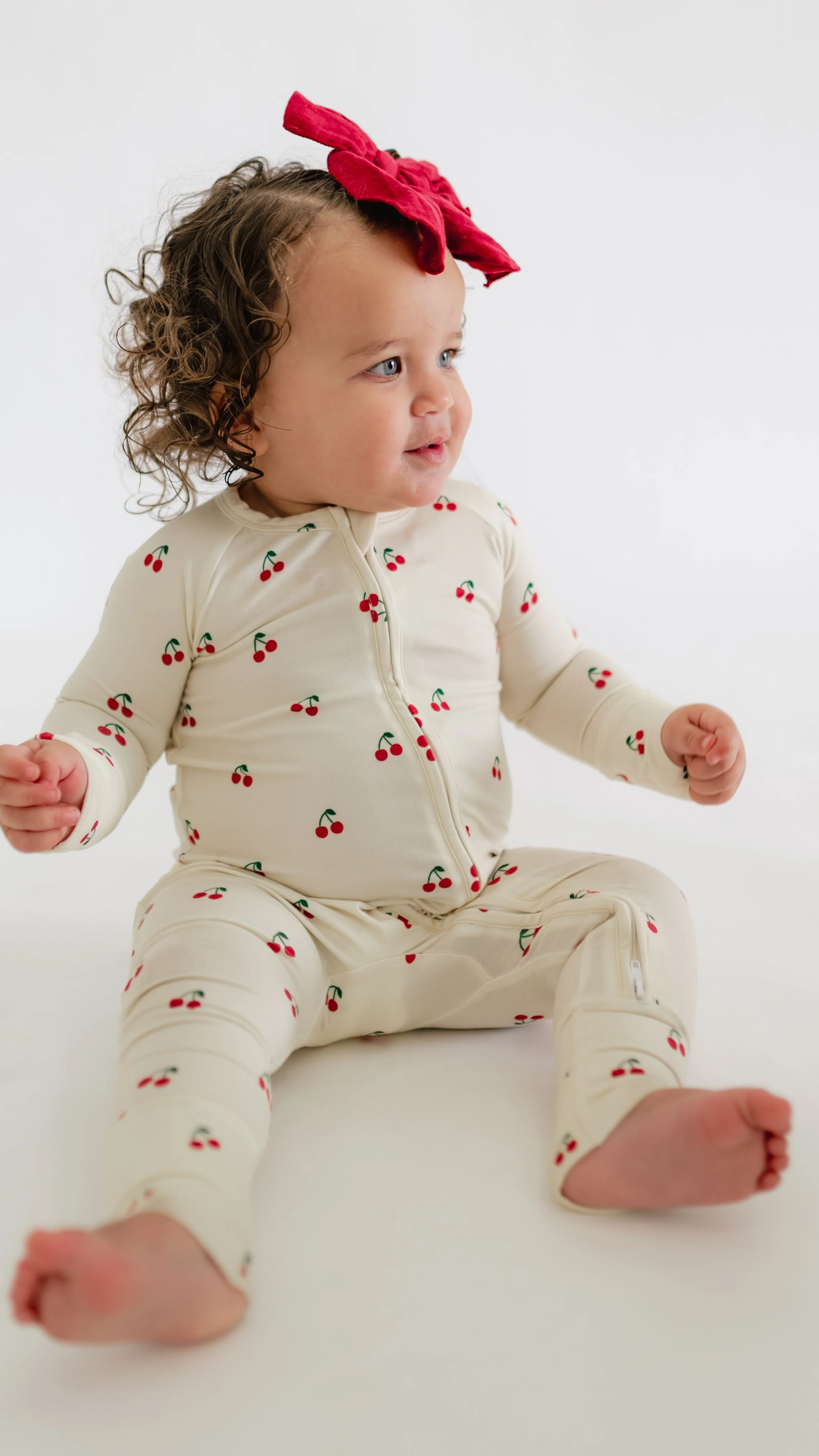 Infant Romper in Cream Cherries - Image 2