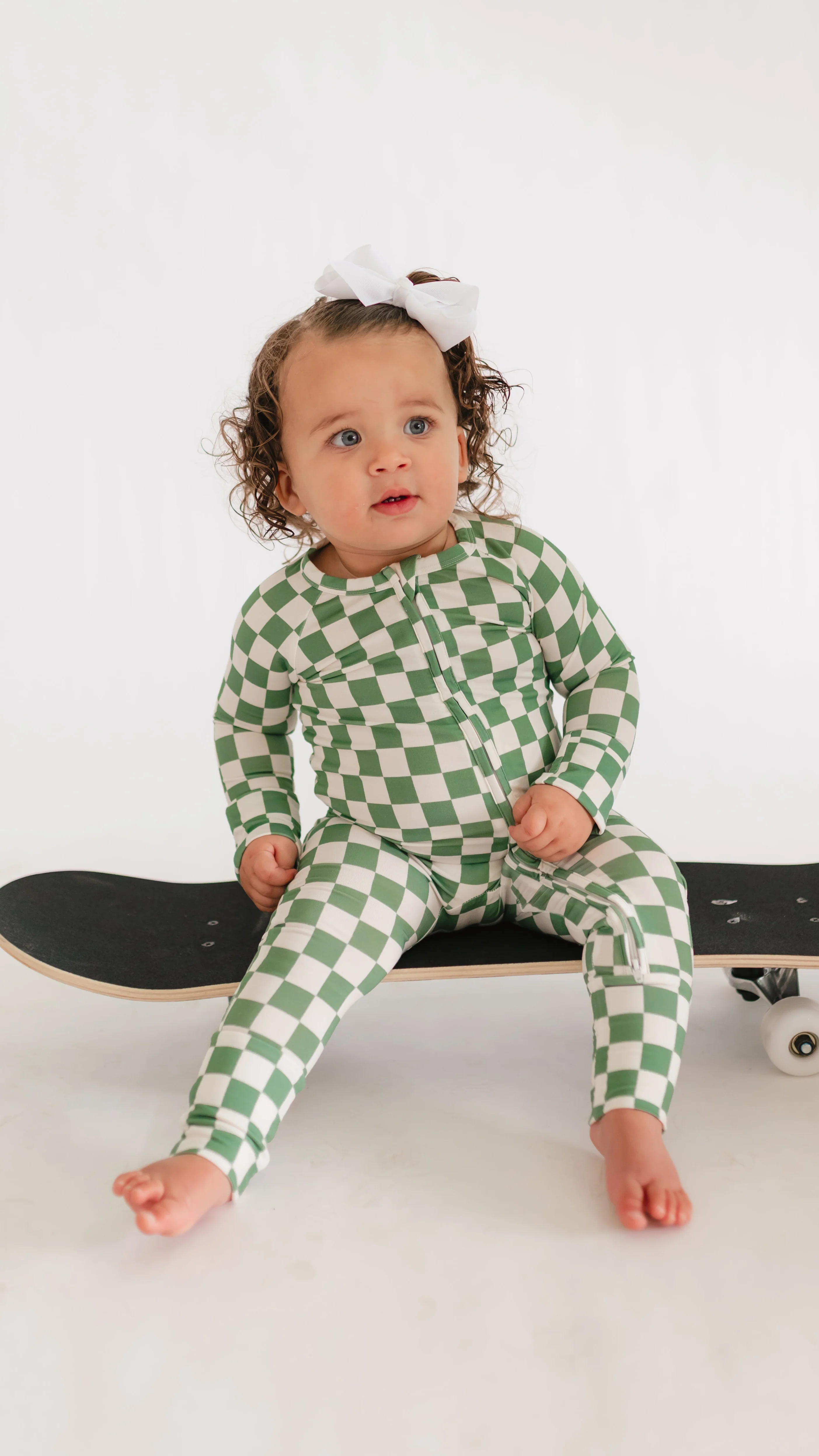 Infant Romper in Green Checkered