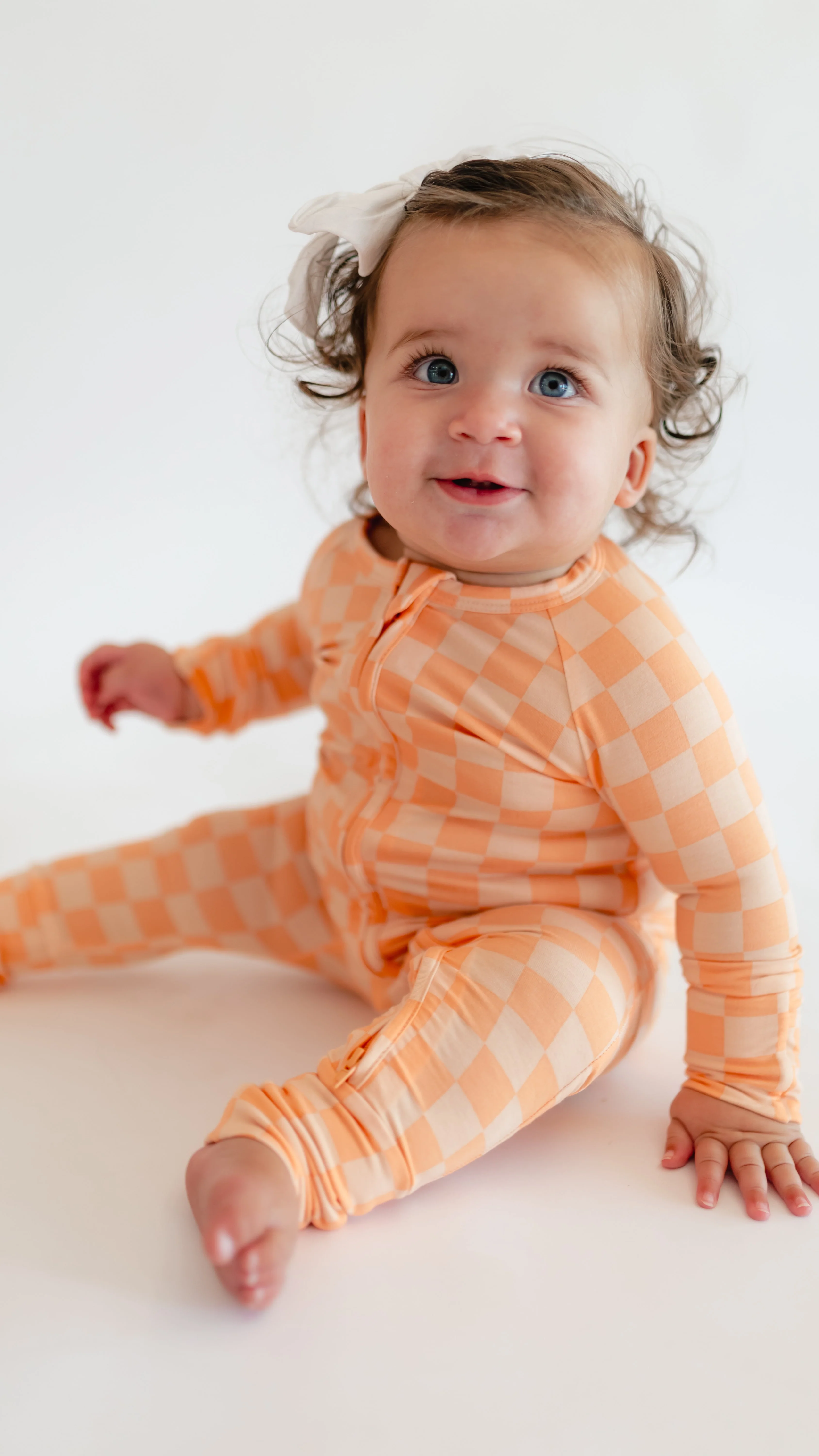Infant Romper in Orange Checkered - Image 2