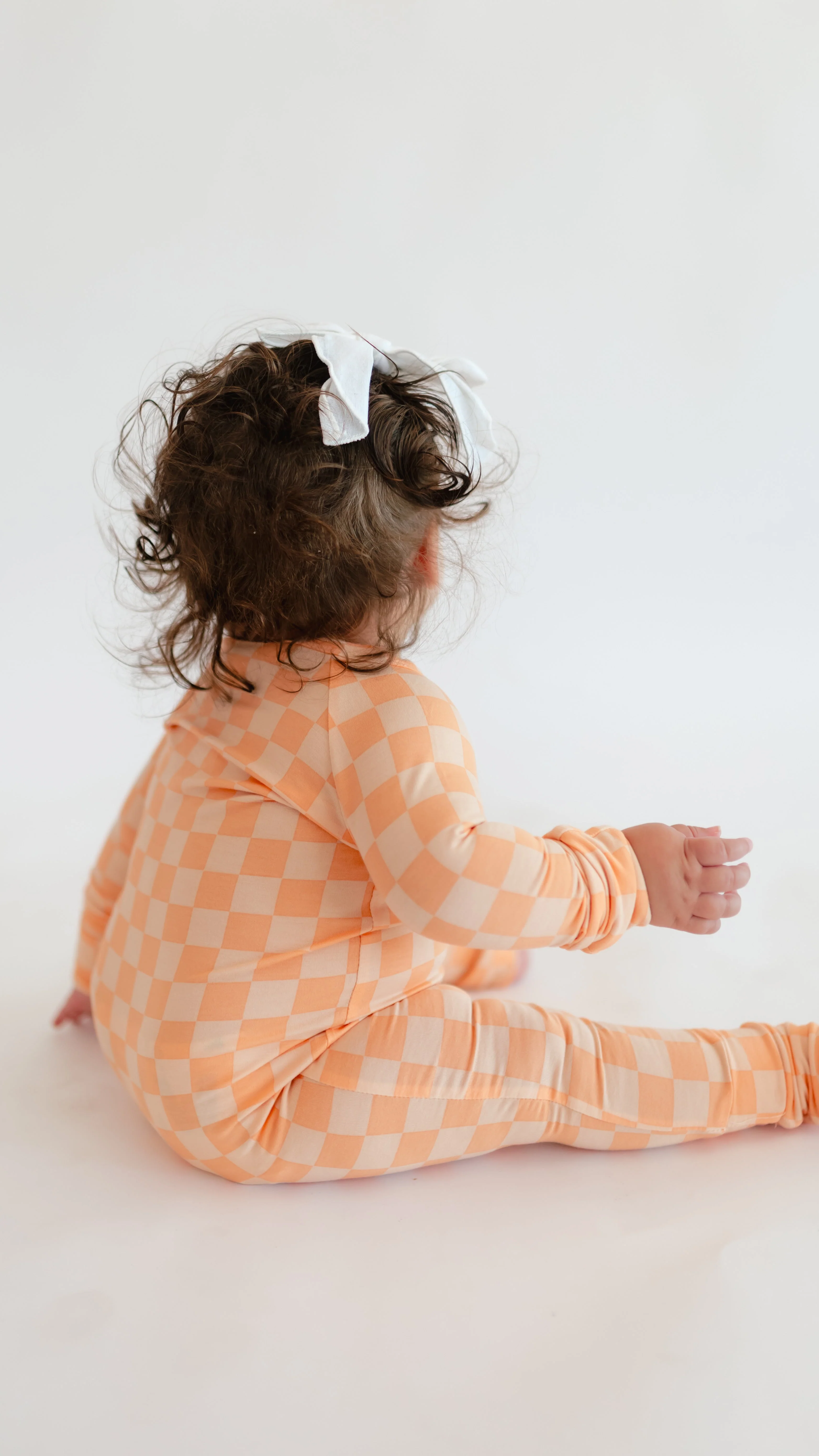 Infant Romper in Orange Checkered - Image 3