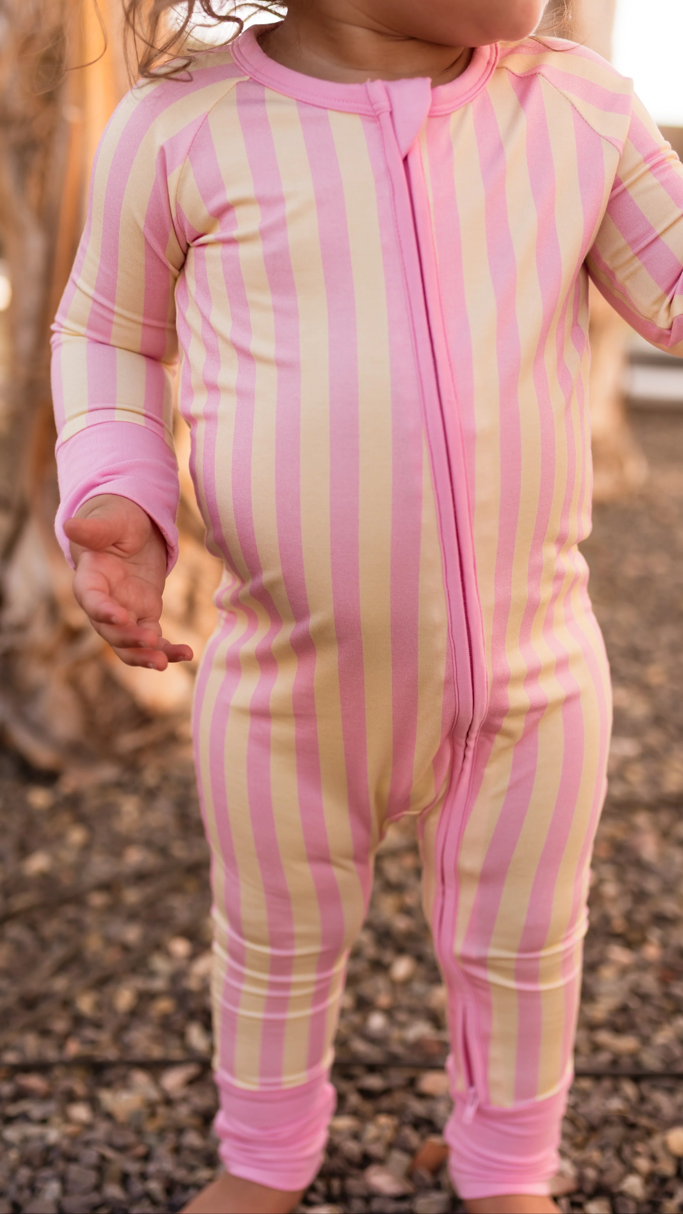 Infant Romper in Lemonade Stripes - Image 2