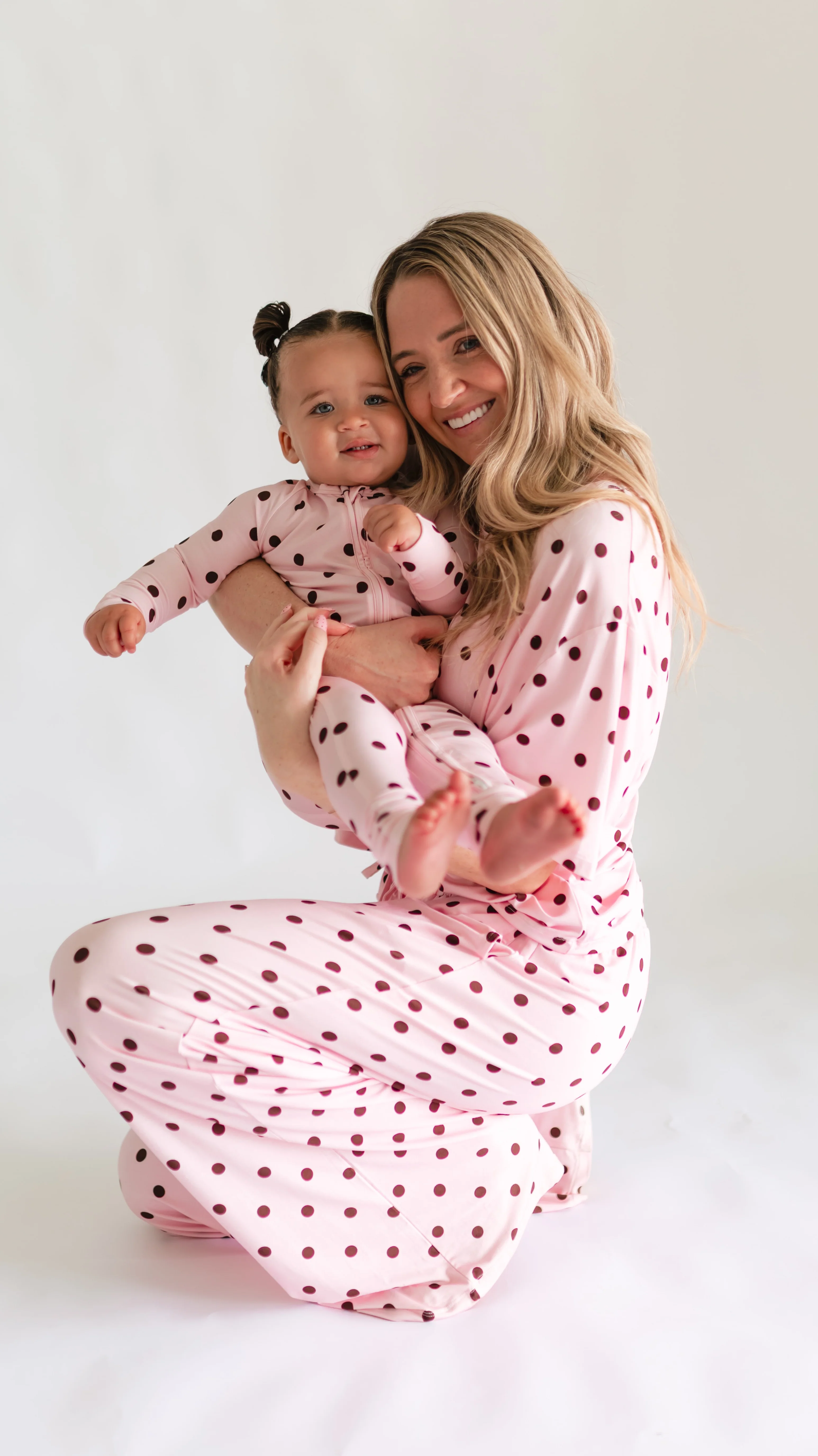 Infant Romper in Pink & Brown Polka Dot - Image 3