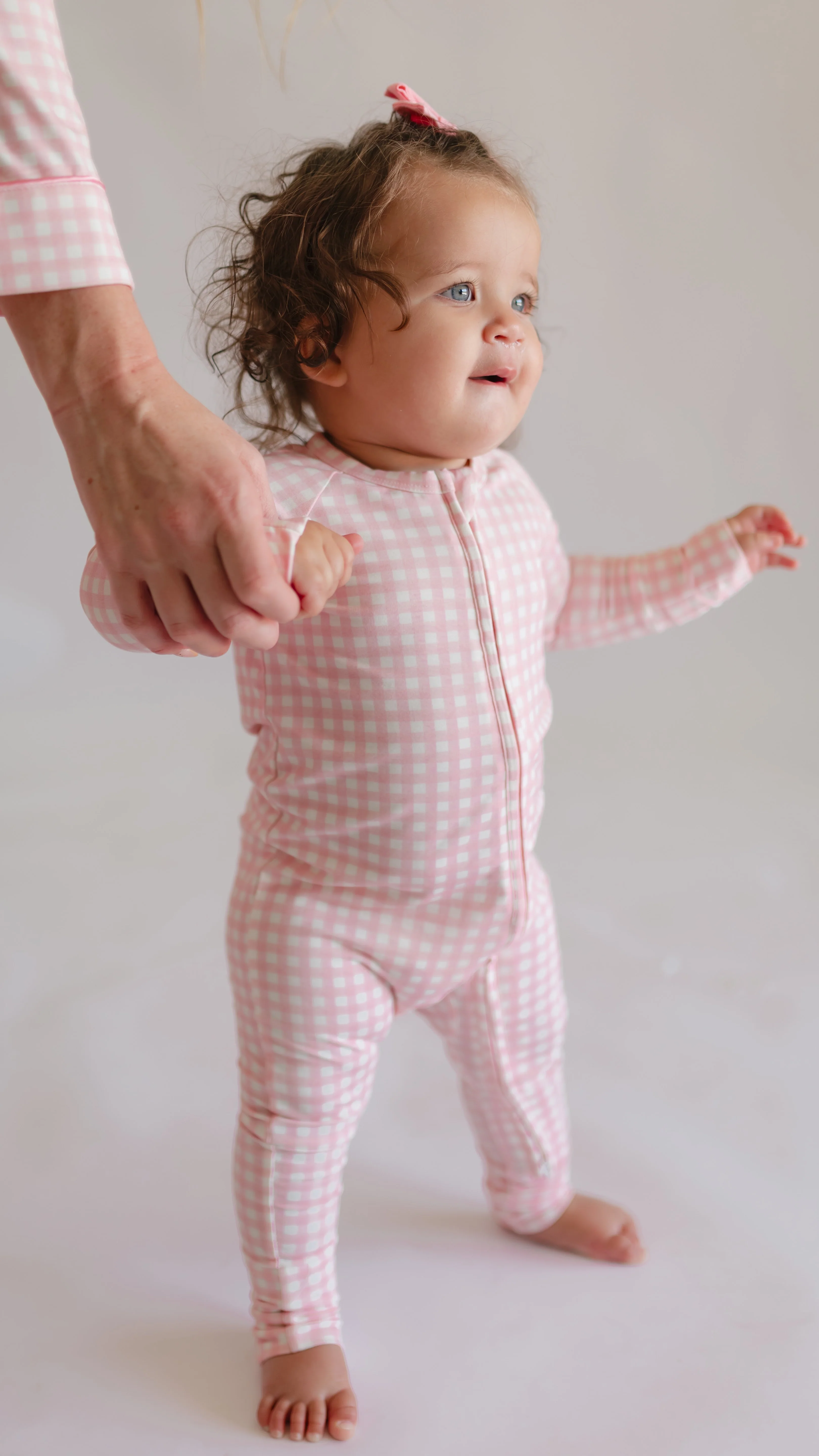 Infant Romper in Pink Gingham - Image 2