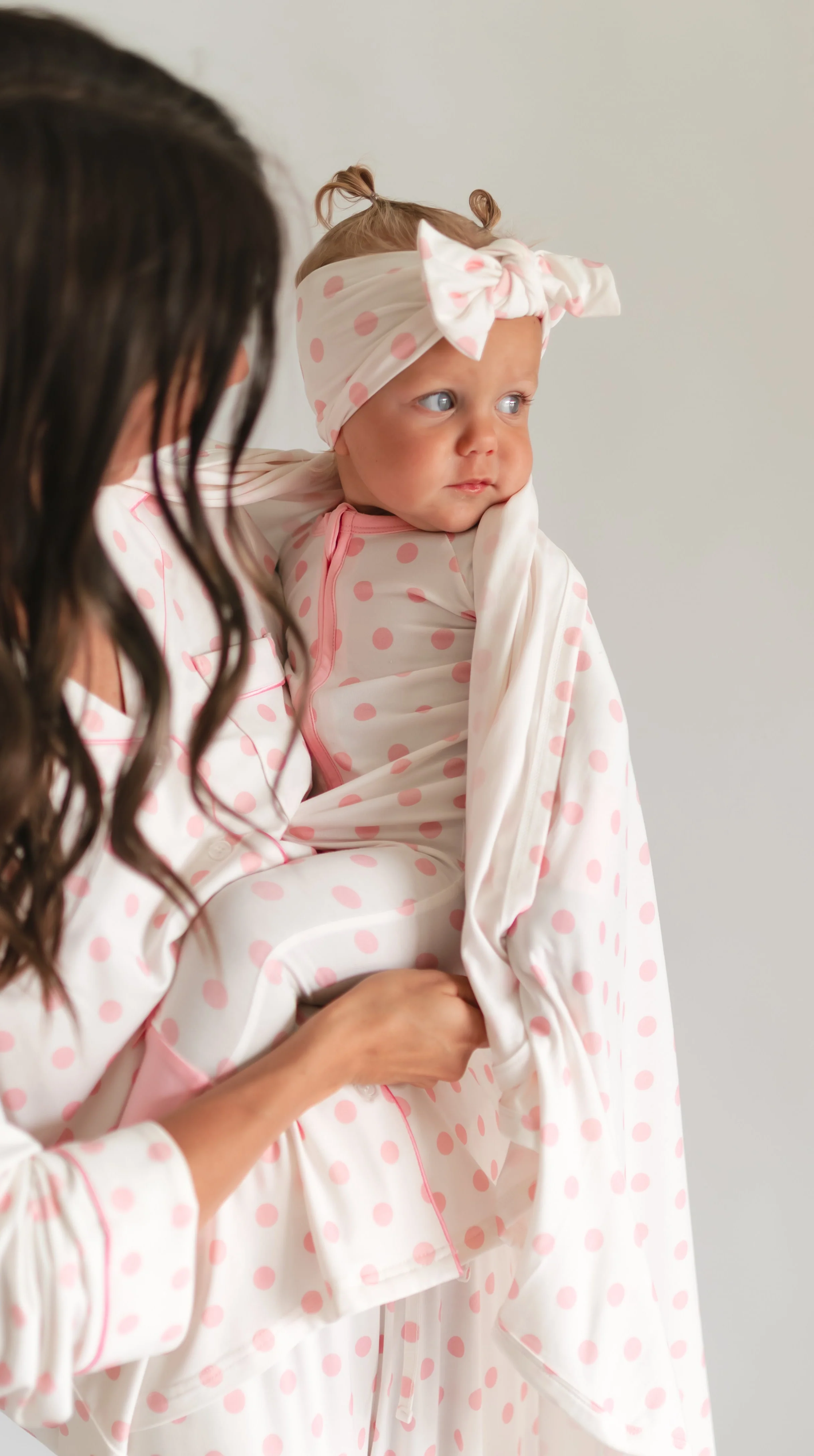 Infant Romper in White & Pink Polka Dot - Image 2