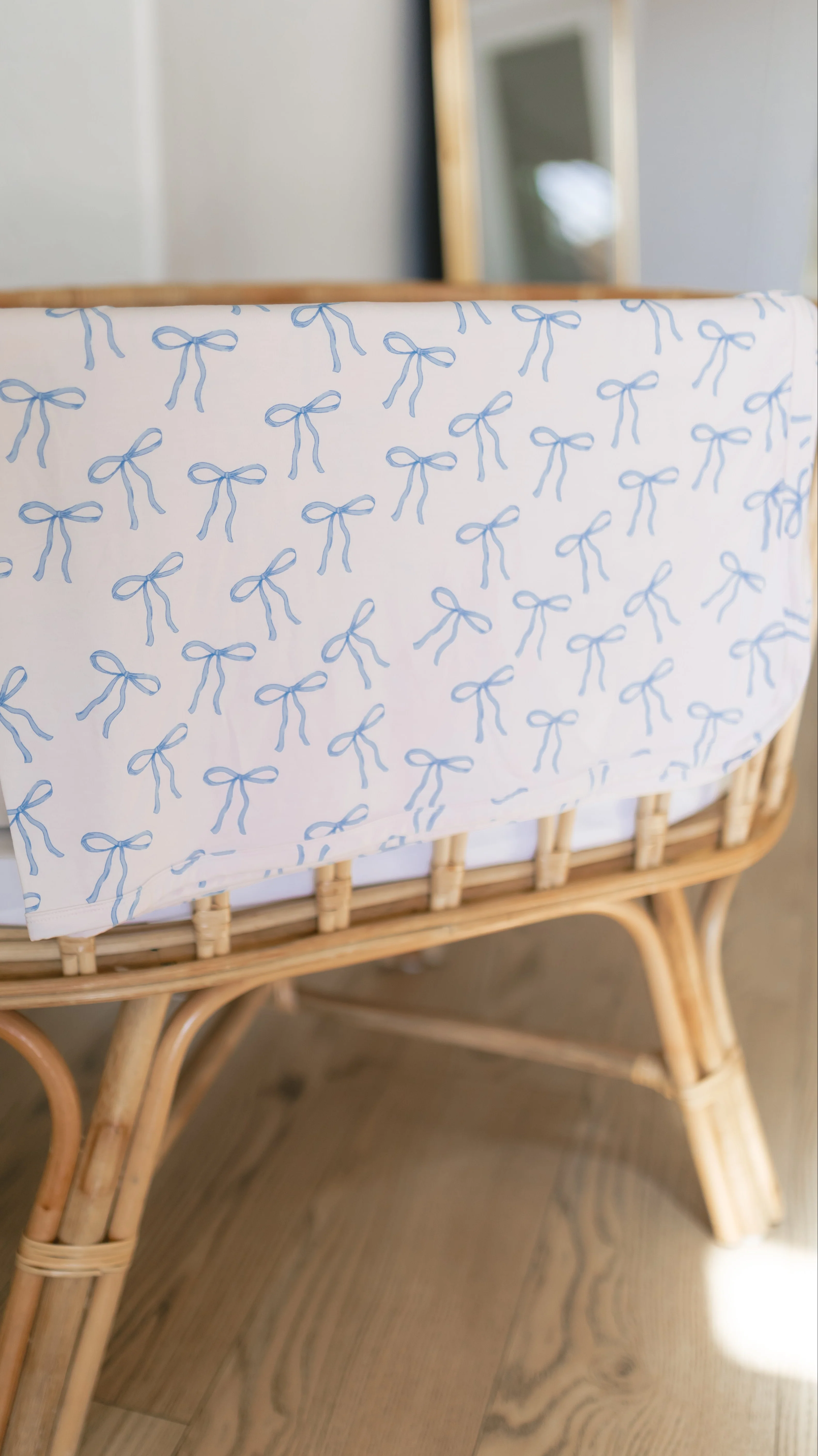 Infant Swaddle in Blue Bows