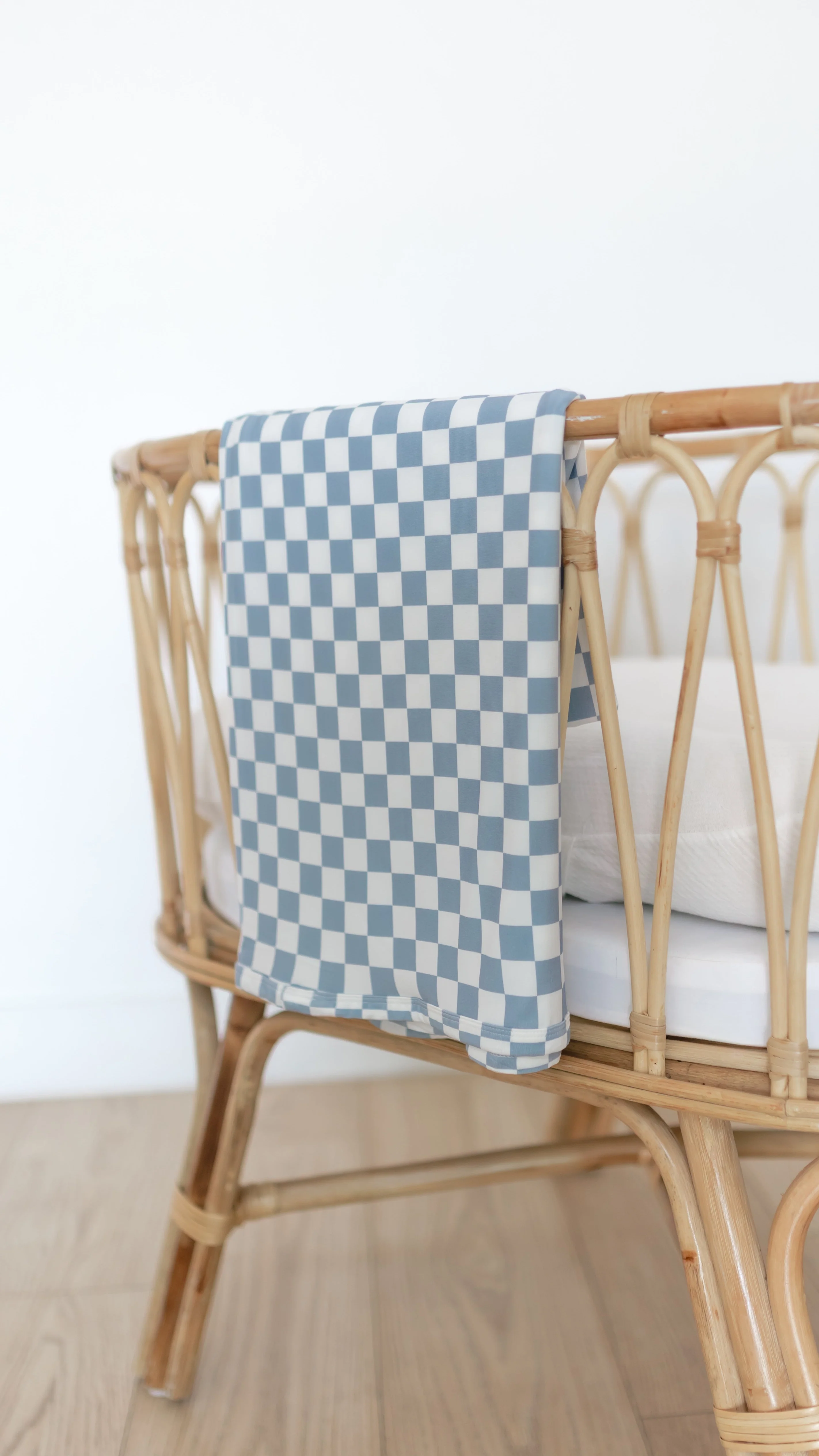 Infant Swaddle in Cornflower Blue Checkered - Image 2