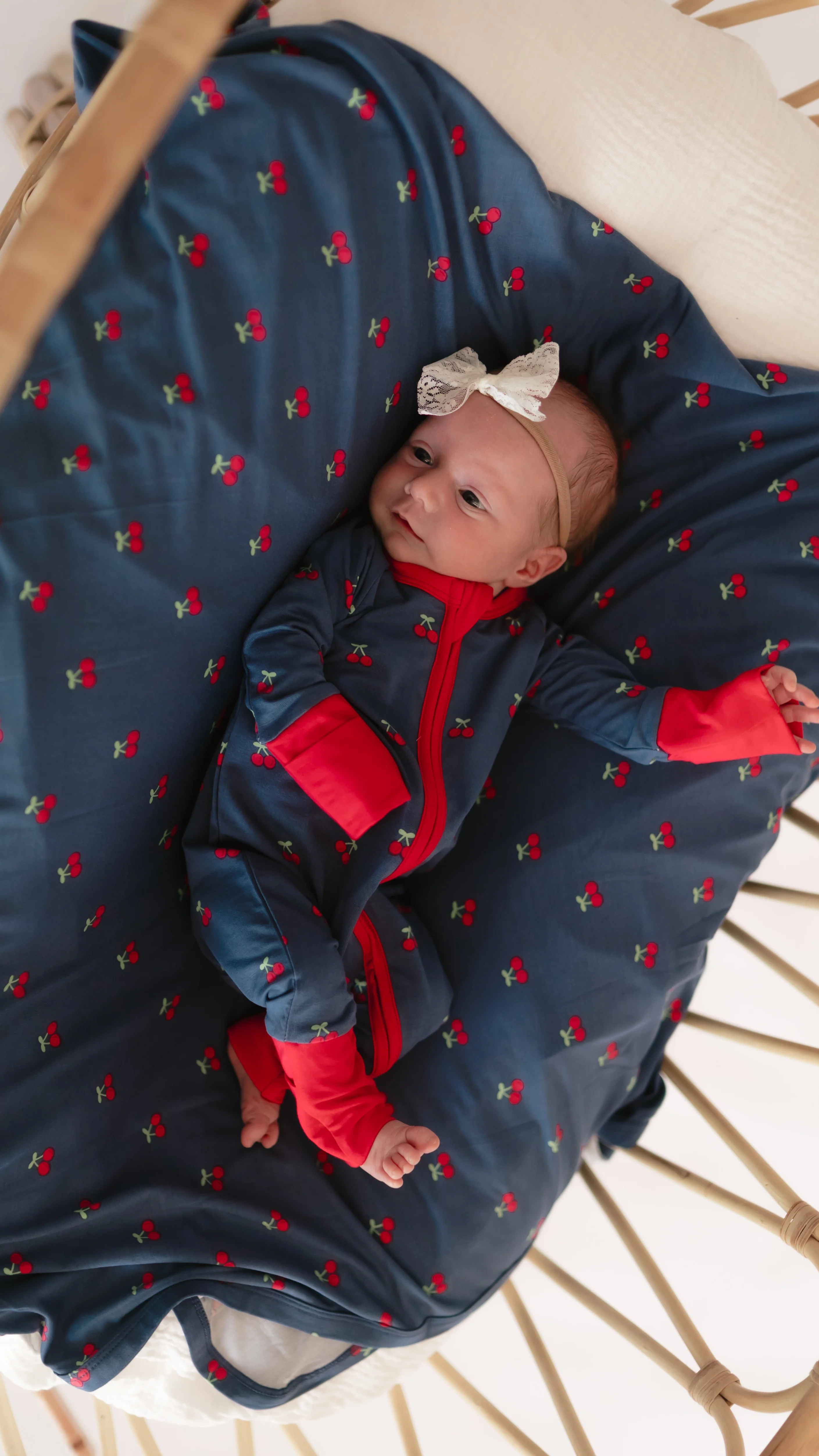 Infant Swaddle in Cherries - Image 3