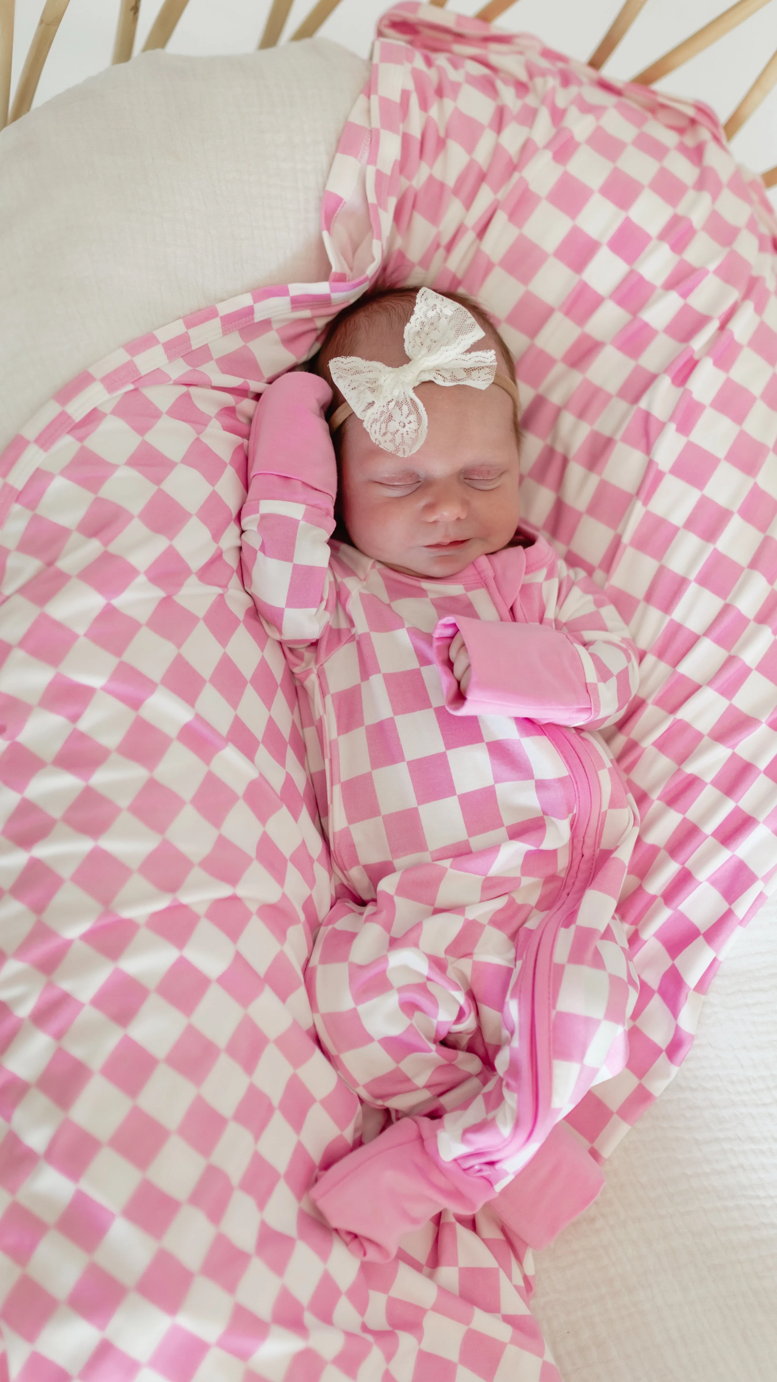 Infant Swaddle in Pink Checkered