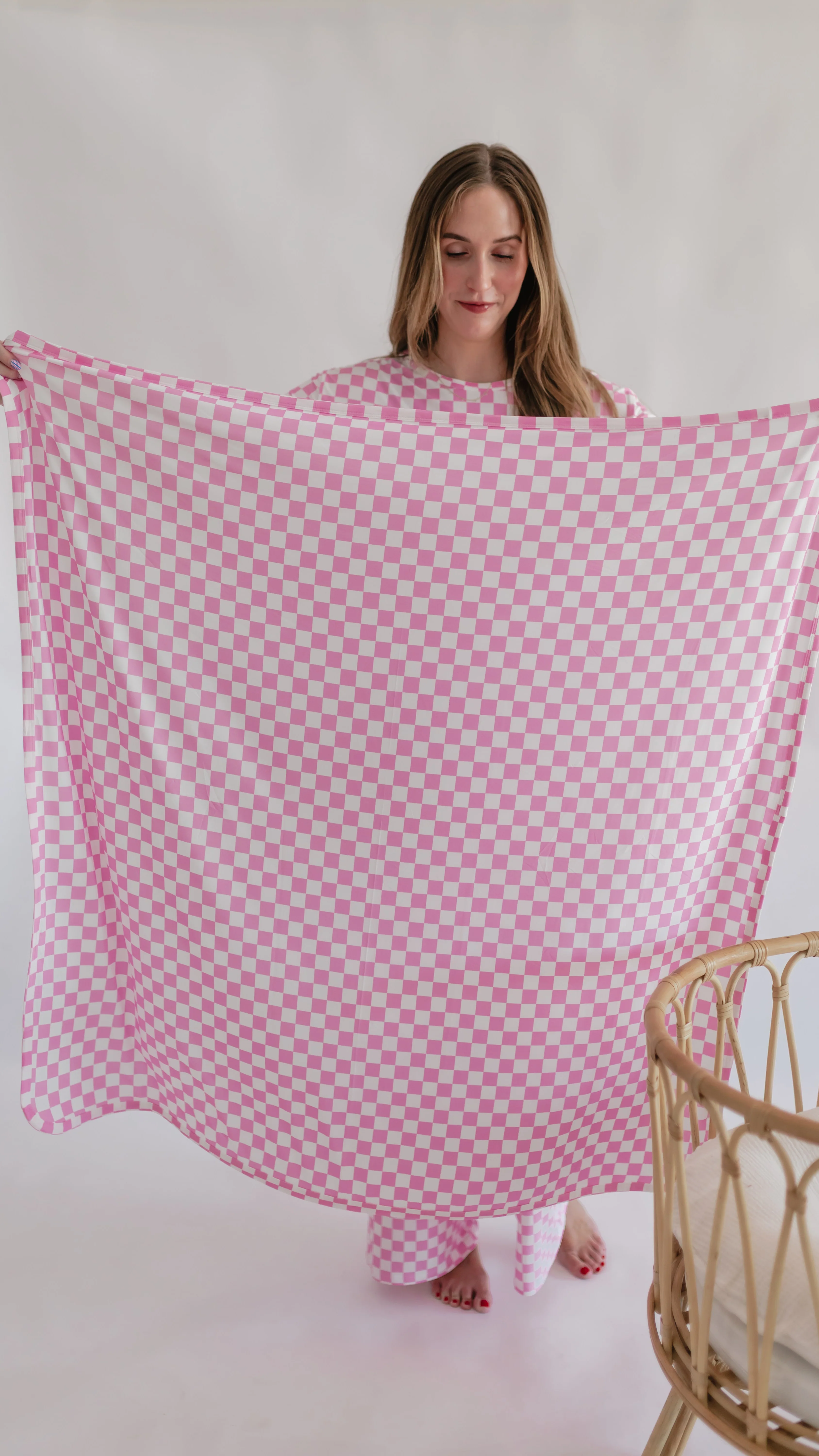 Infant Swaddle in Pink Checkered - Image 3