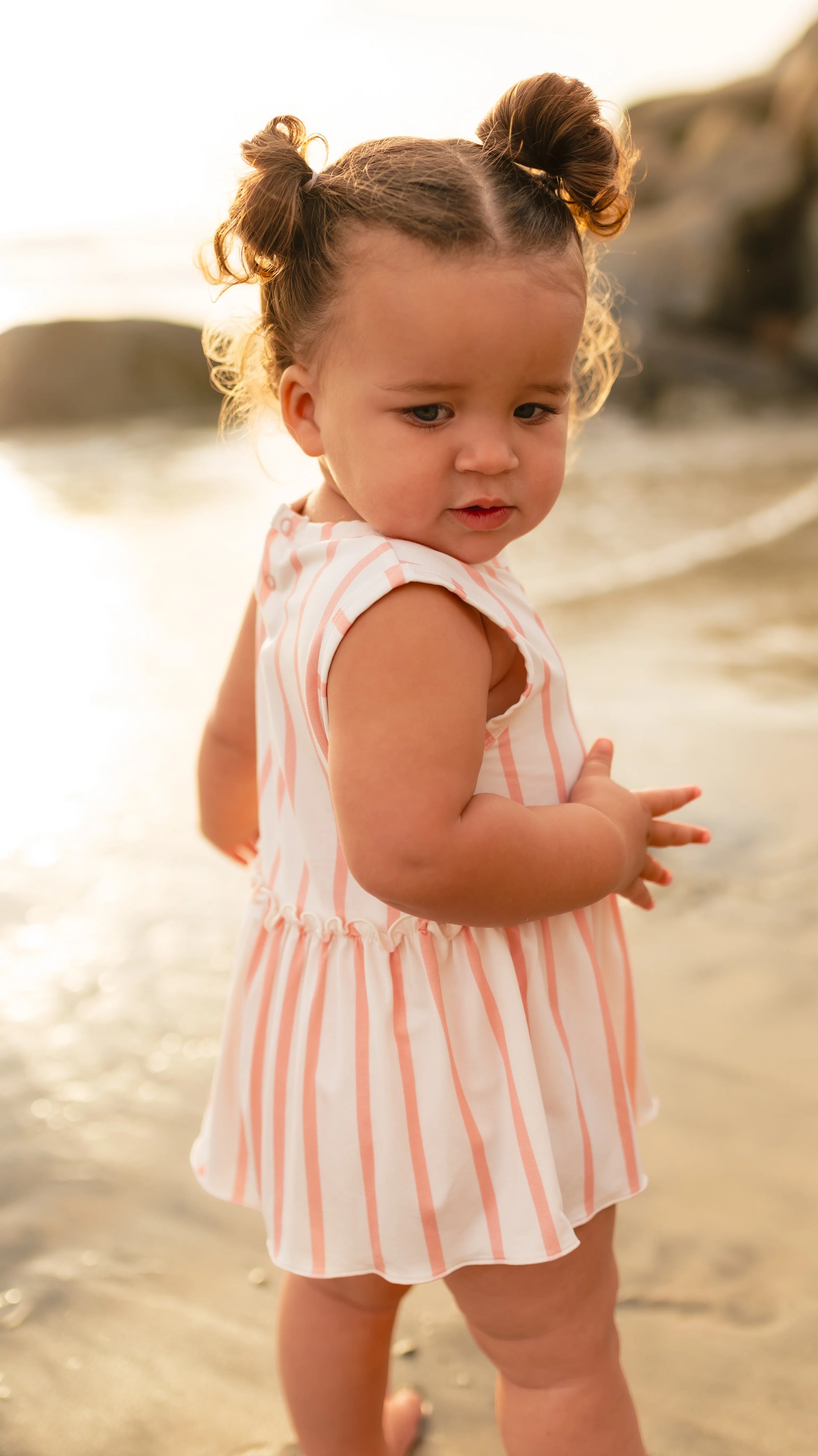 Infant Tank and Skirt Onesie in Beach Stripes - Image 2