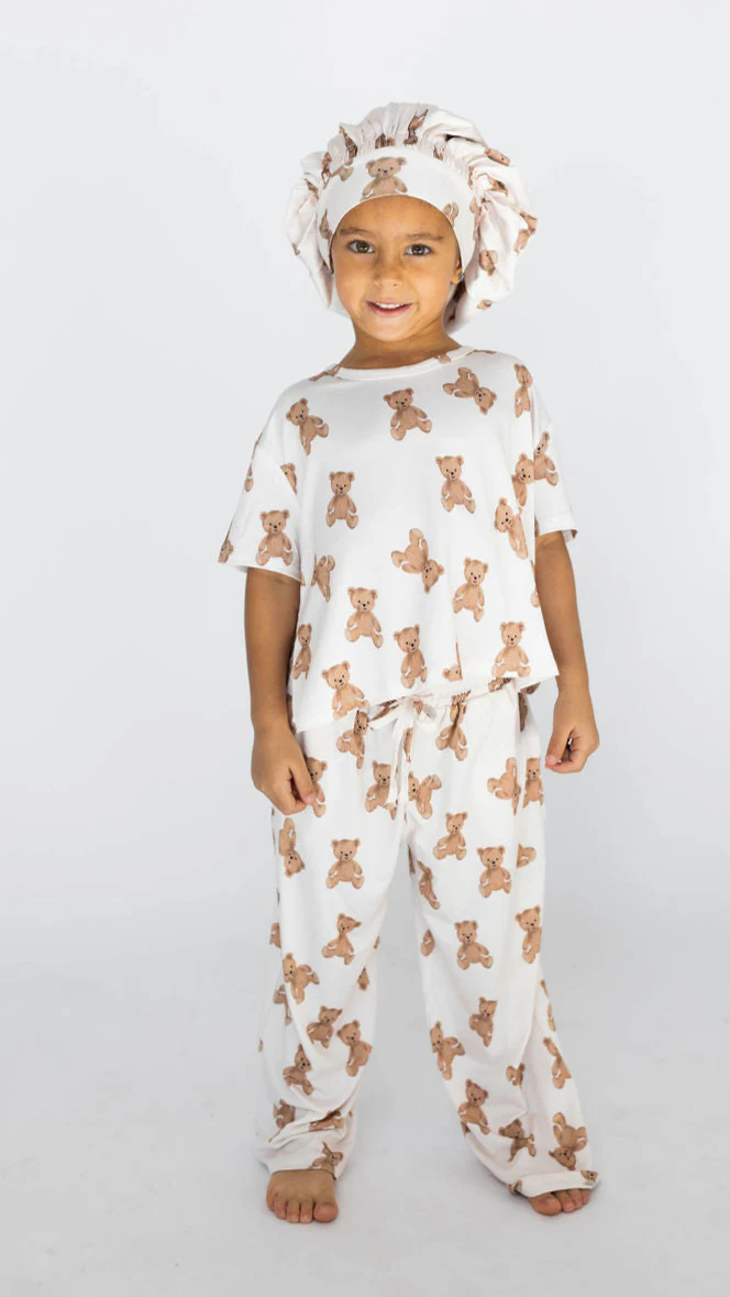 Kids Satin Bonnet in Bears - Image 3