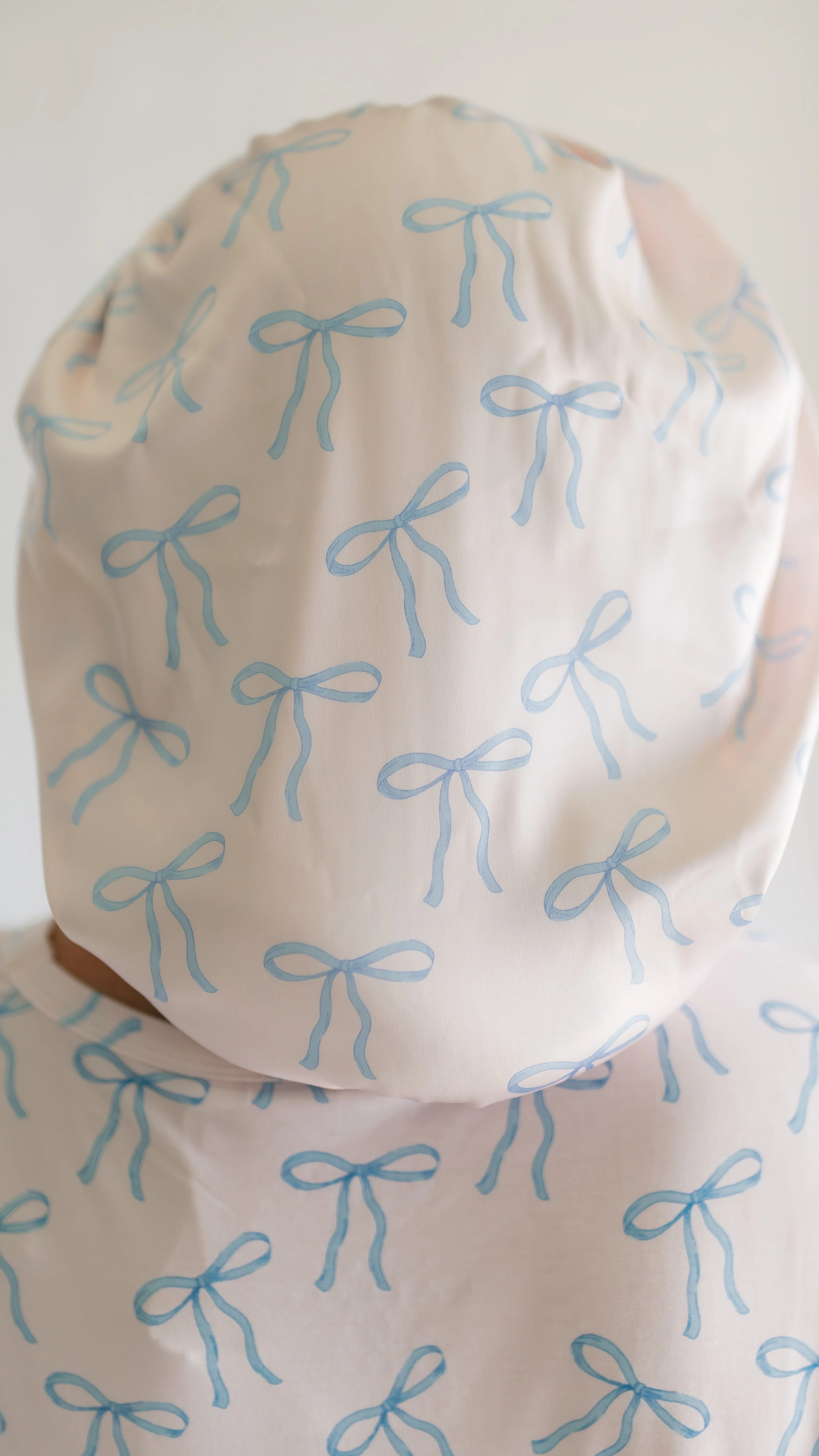 Kid's Satin Bonnet in Blue Bows