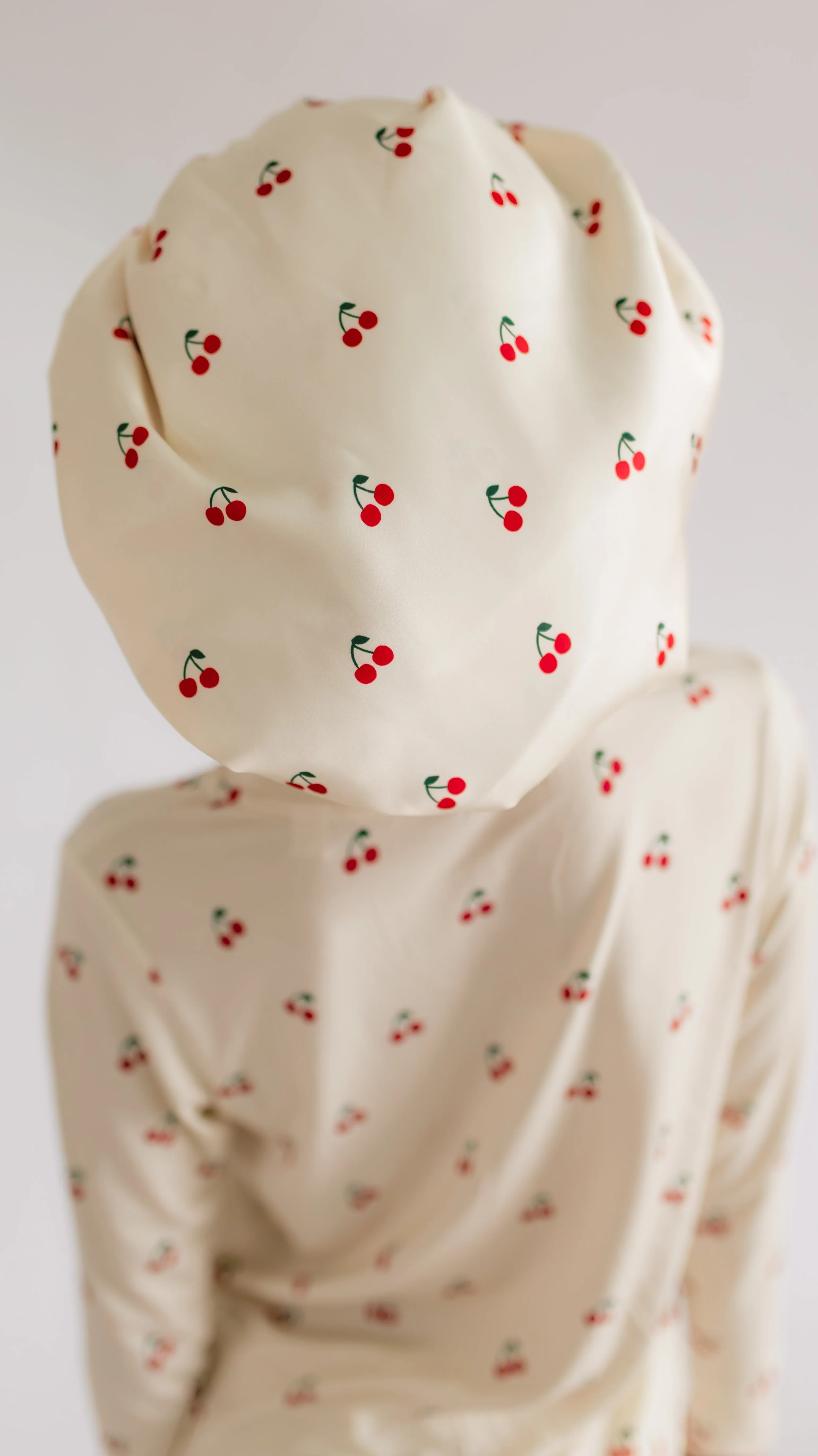 Kid's Satin Bonnet in Cream Cherries