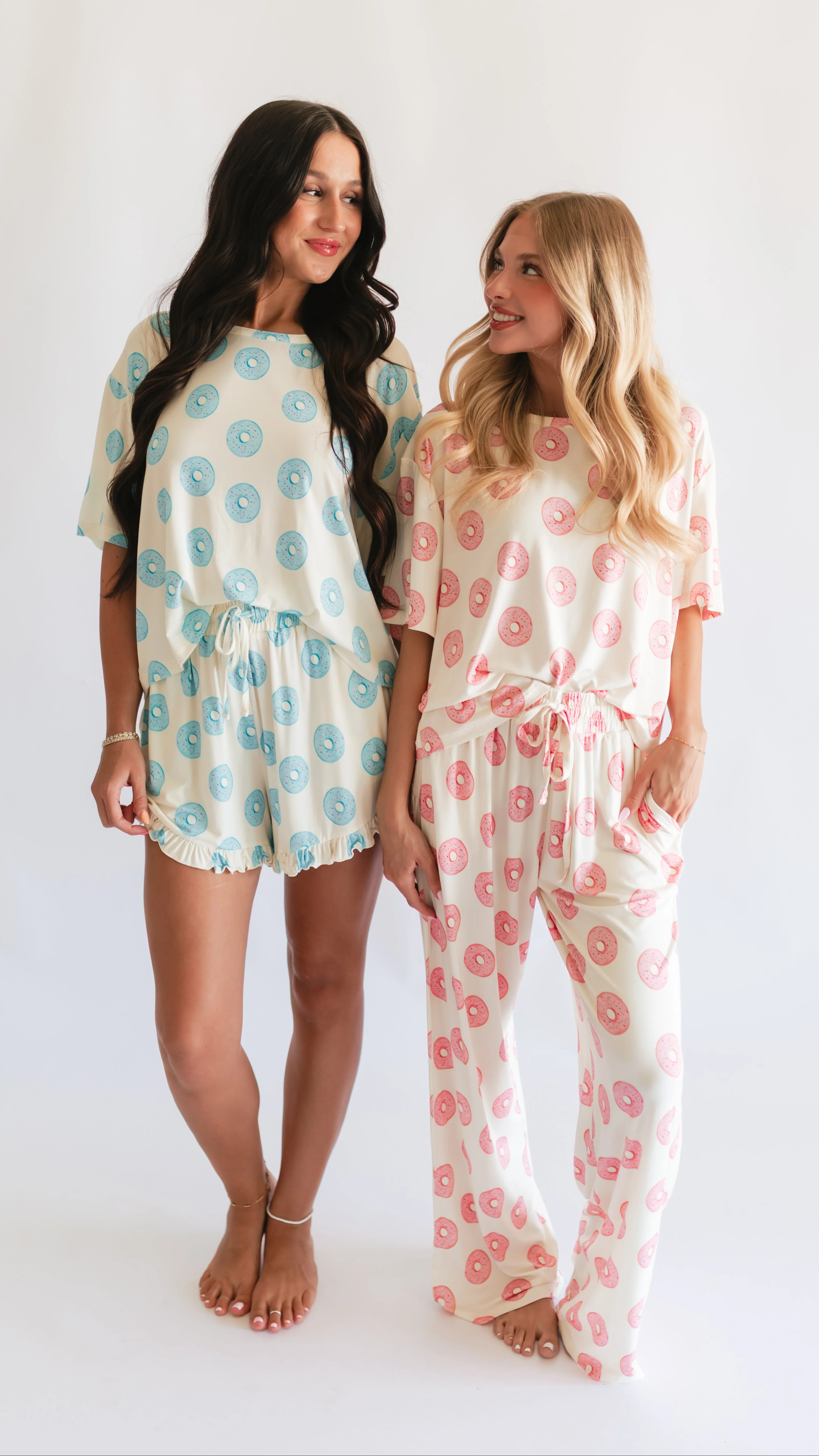 Women’s Ruffle Short Set in Blue Donuts - Image 3