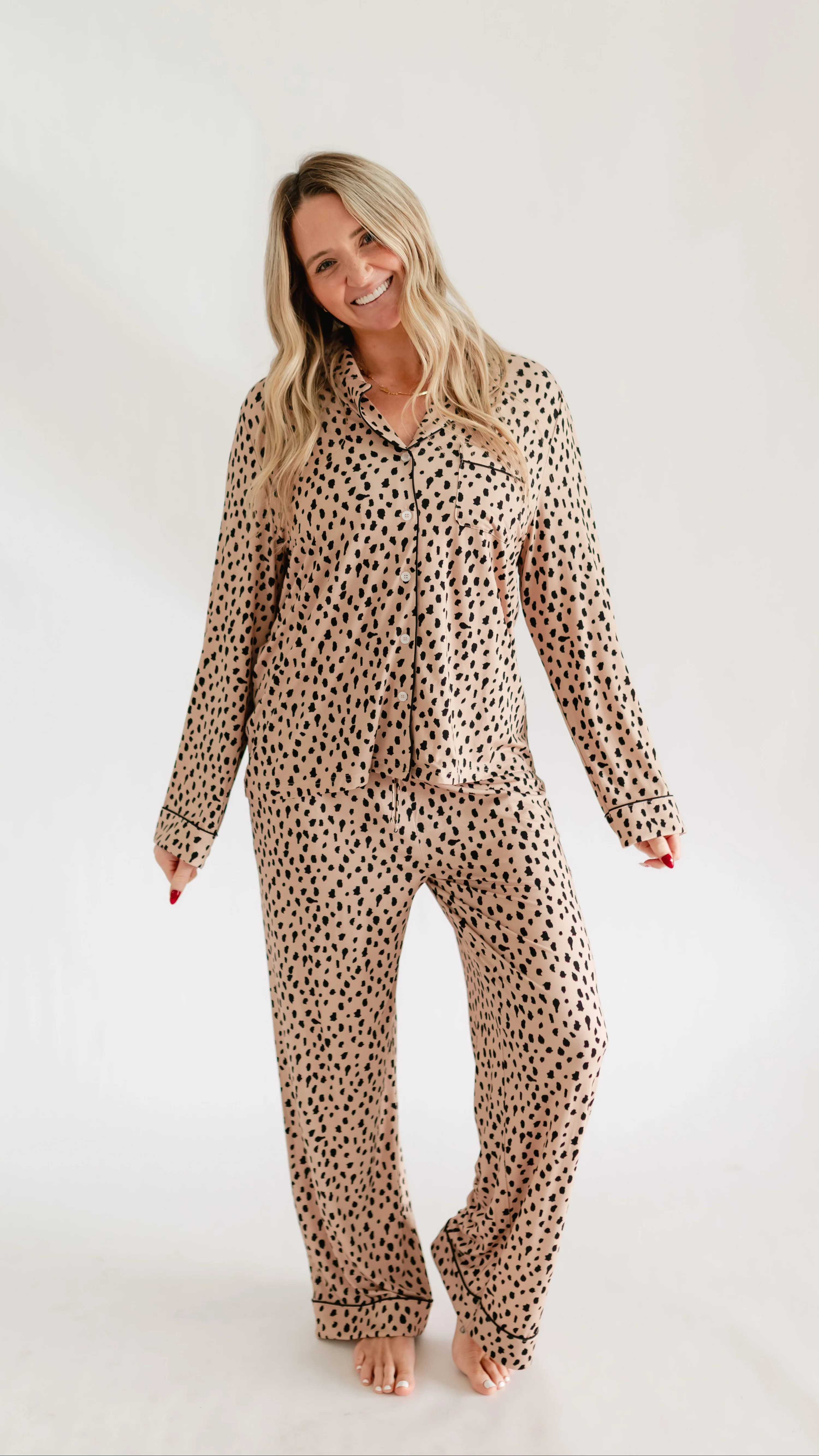 Women's Button Up Set In Brown Cheetah