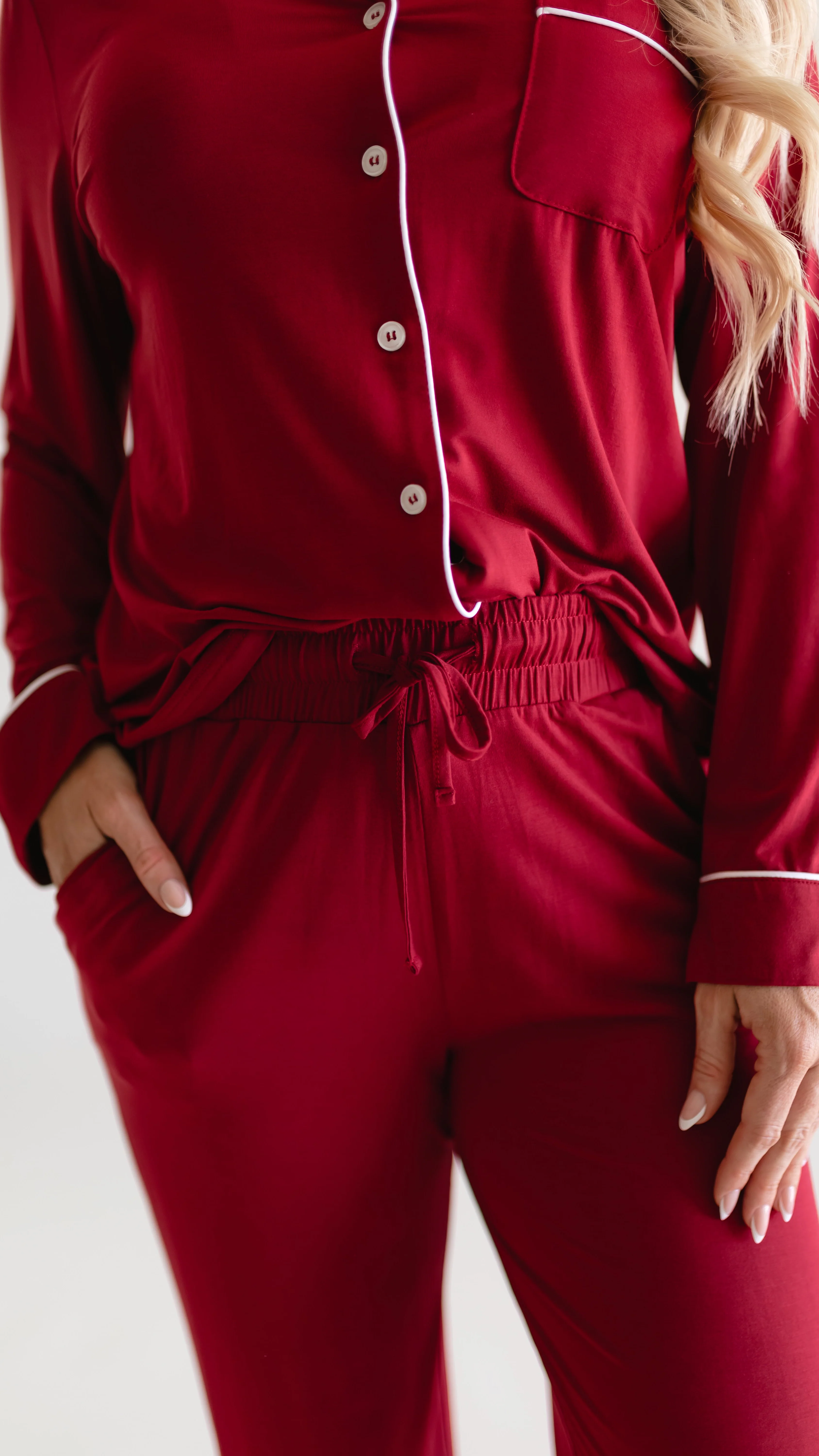 Women's Button Up Set In Burgundy - Image 2