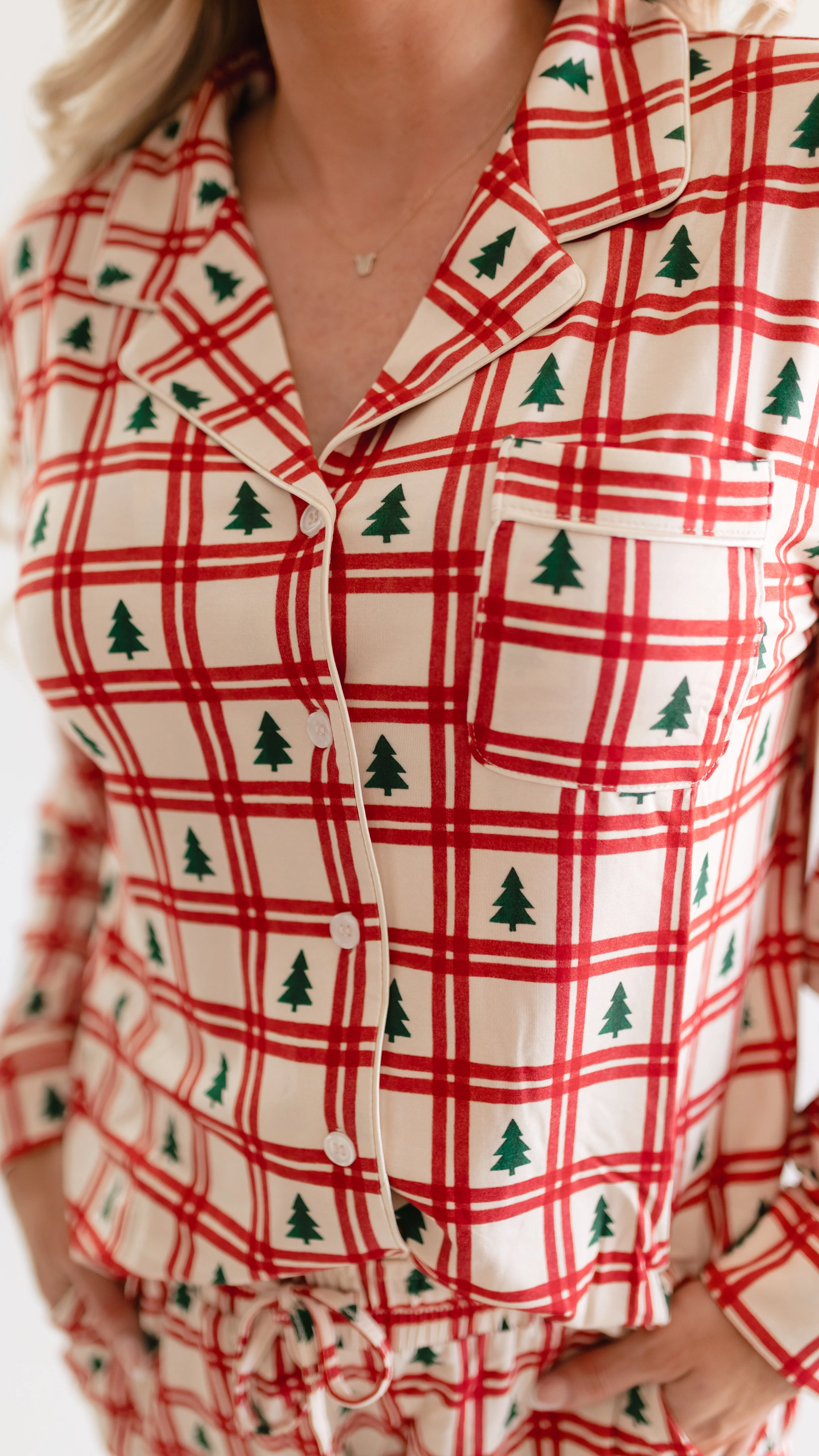Women's Button Up Set In Christmas Plaid - Image 2