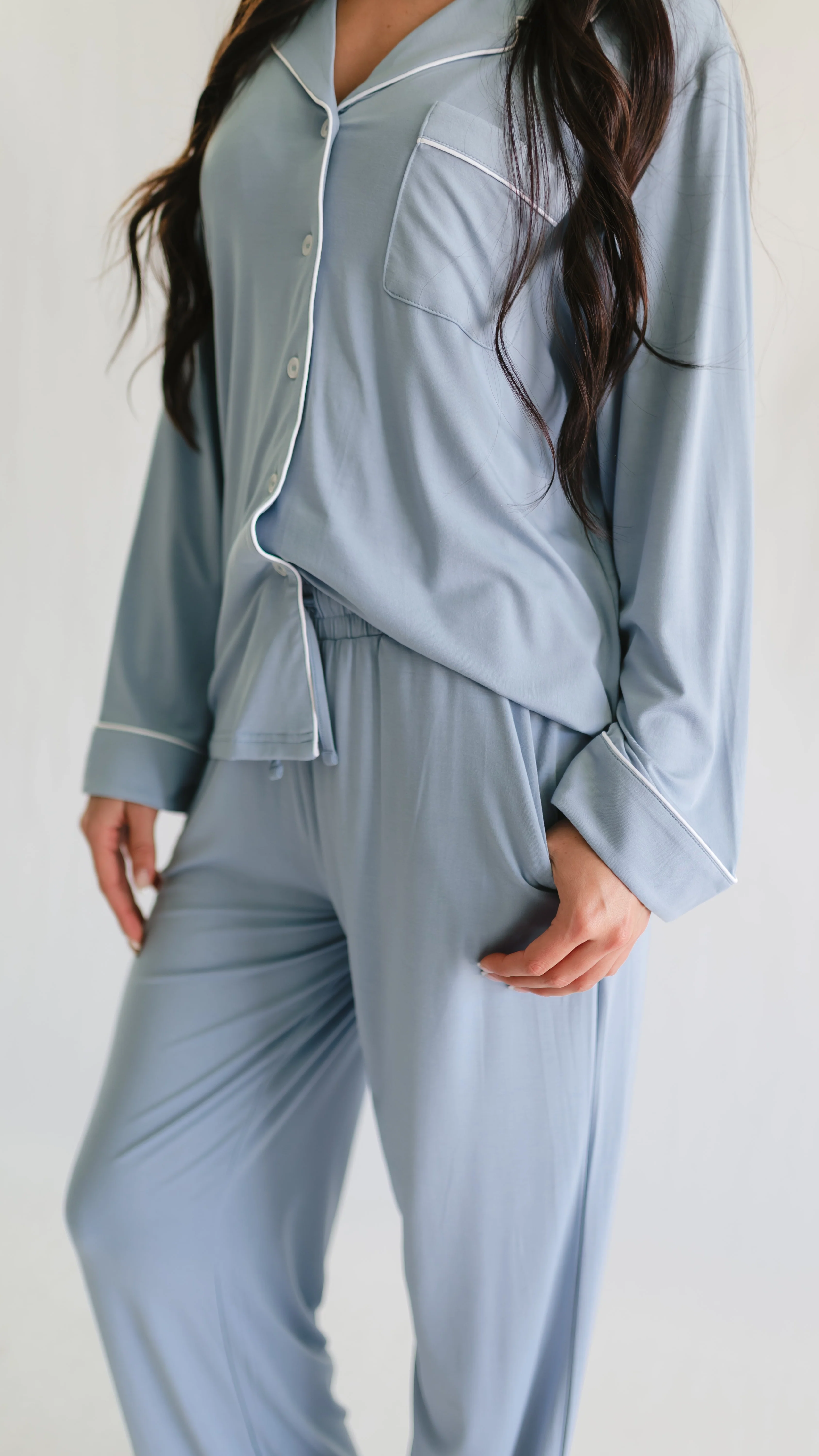 Women's Button Up Set In Cornflower Blue - Image 2