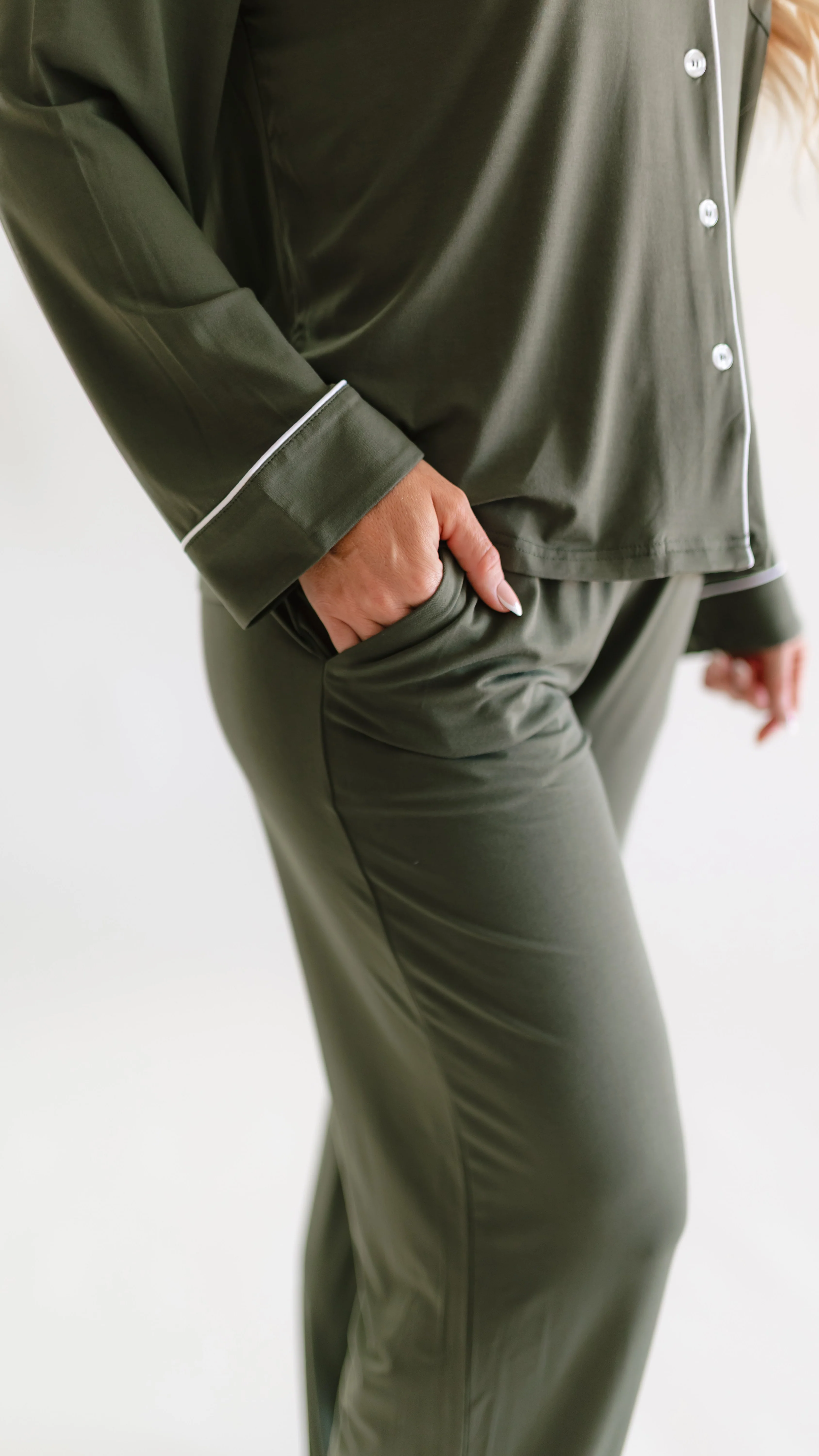 Women's Button Up Set In Olive - Image 2
