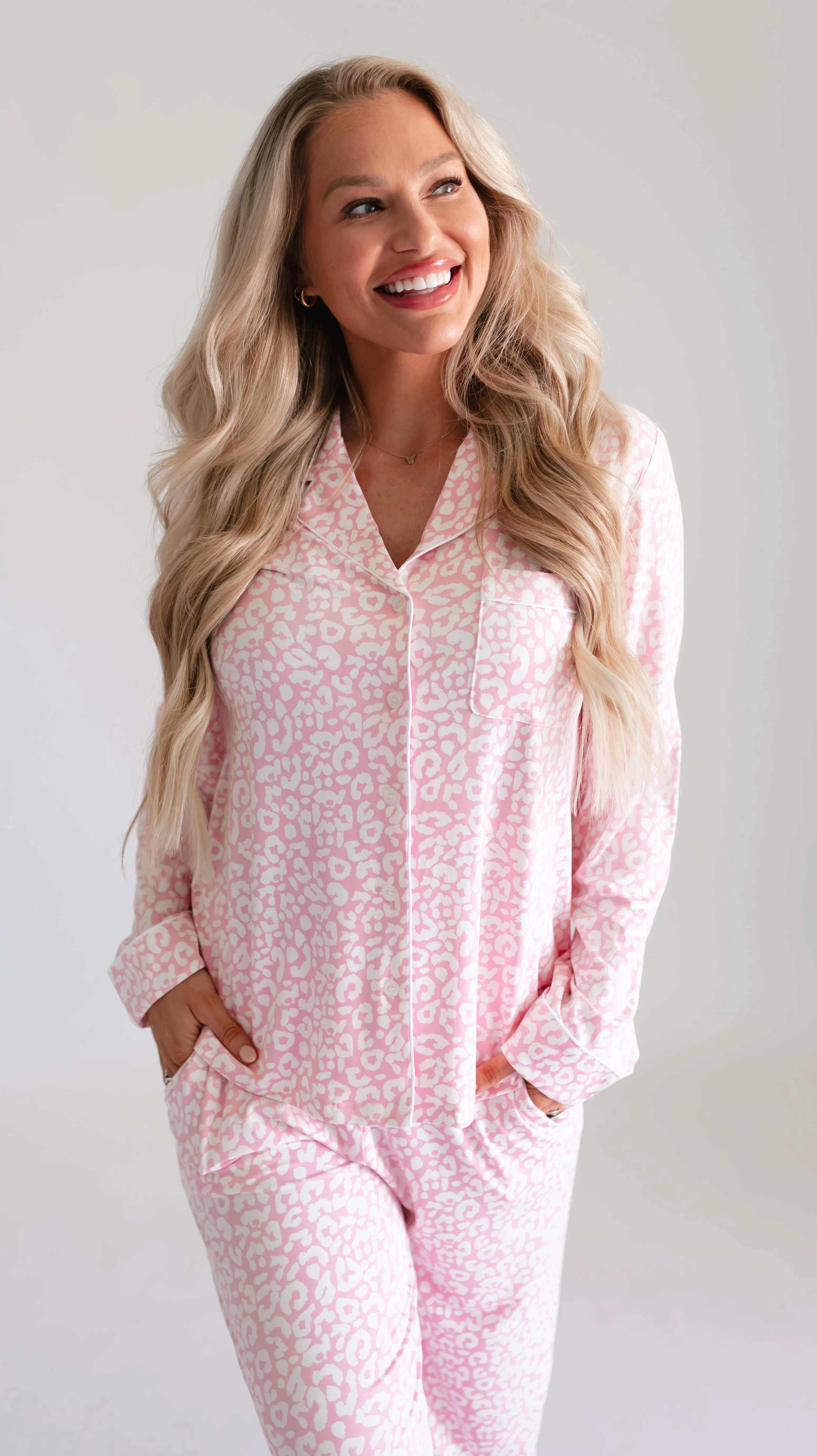 Women's Button Up Set In Pink Leopard - Image 2