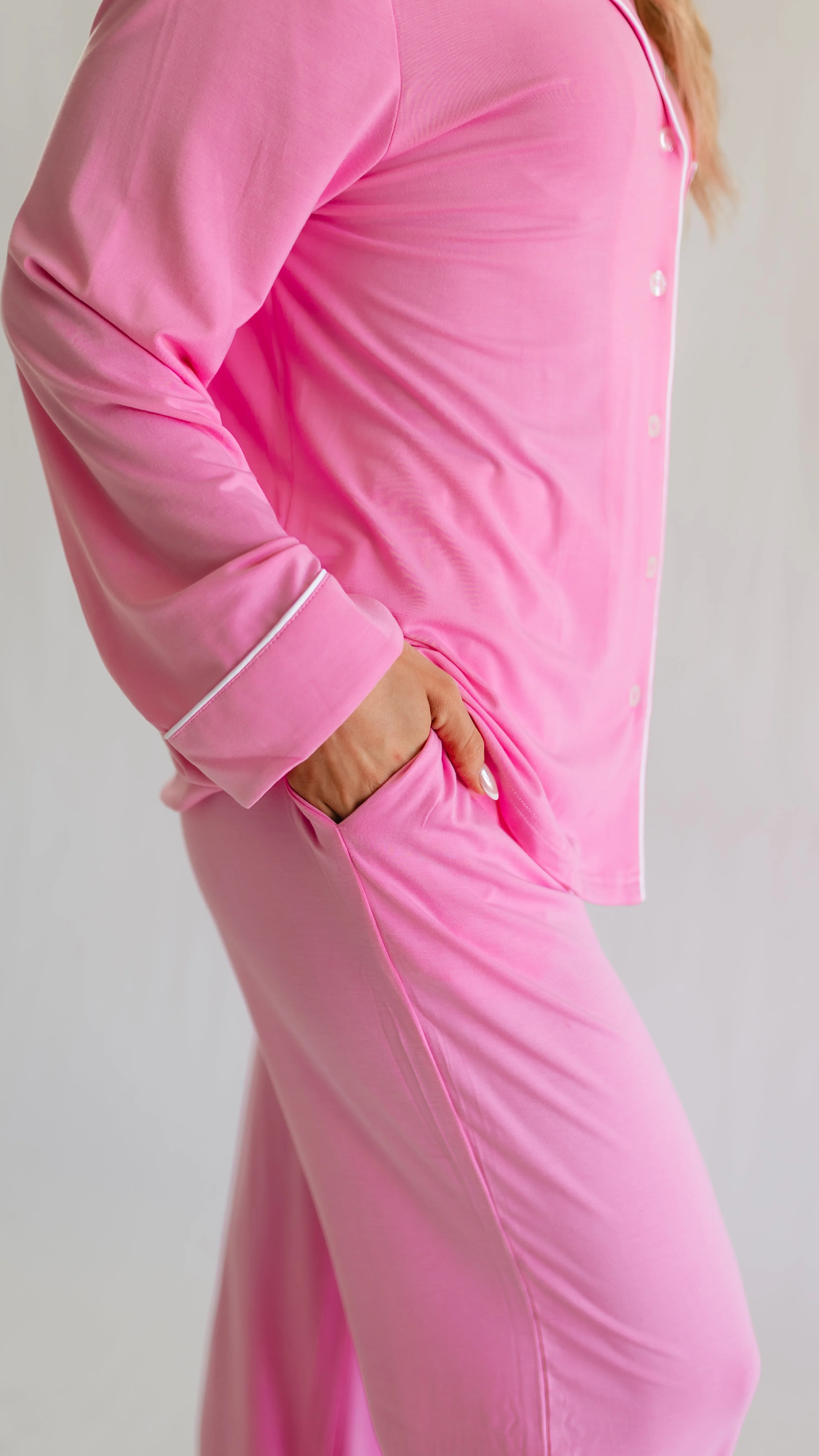 Women's Button Up Set In Pretty Pink - Image 2