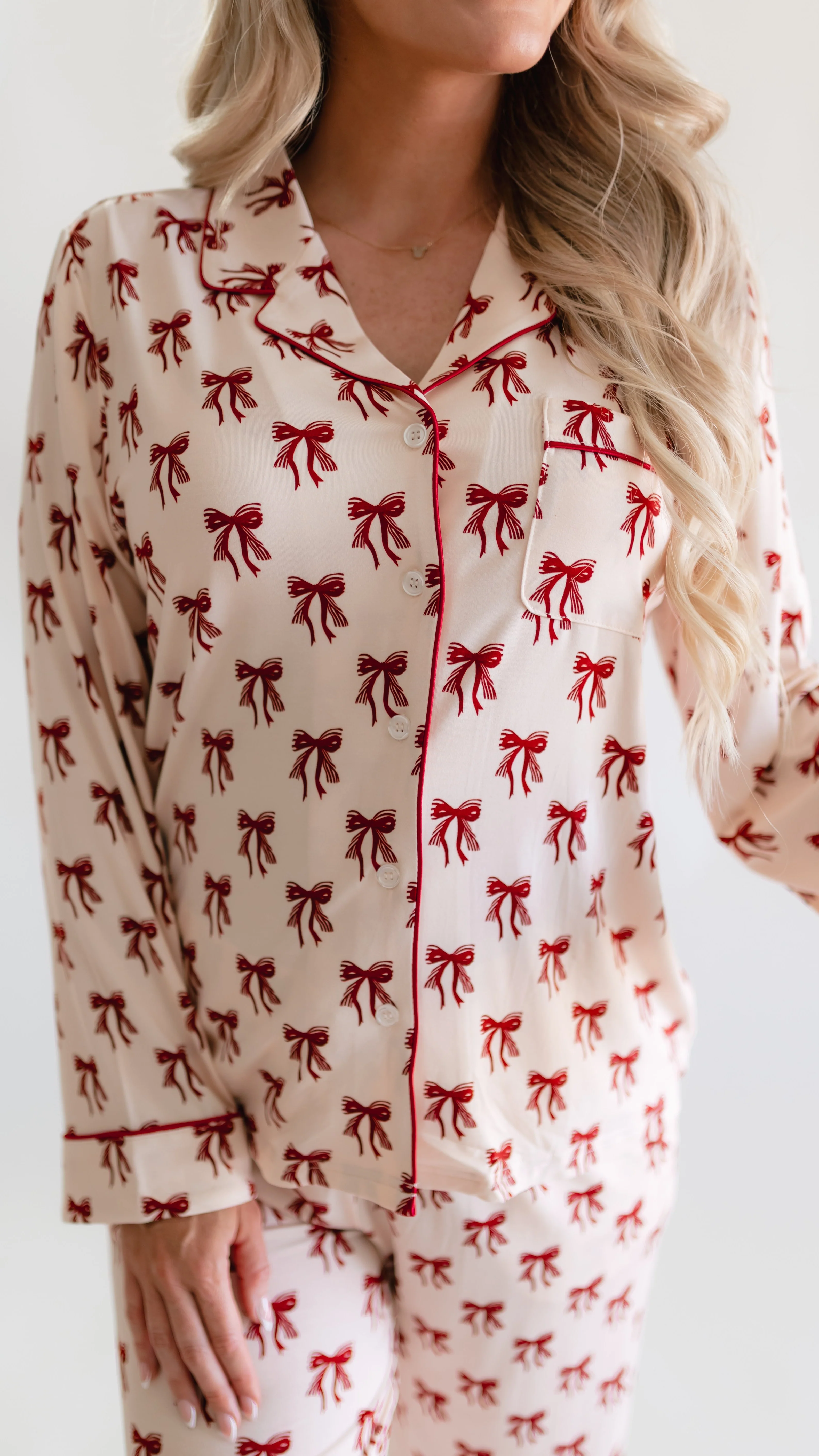 Women's Button Up Set In Classic Bows - Image 2