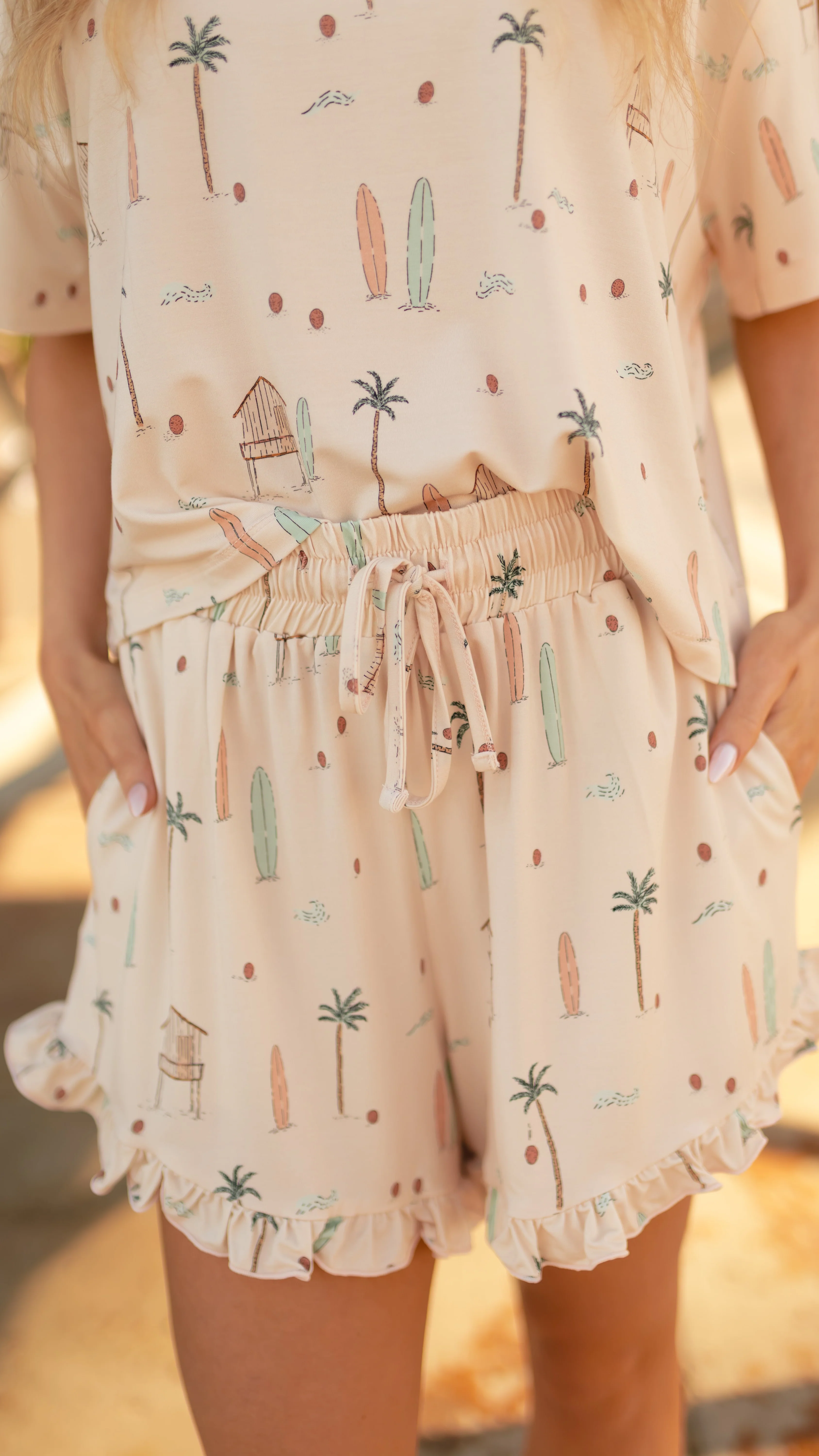 Women's Ruffle Short Set in Beach Collage - Image 2