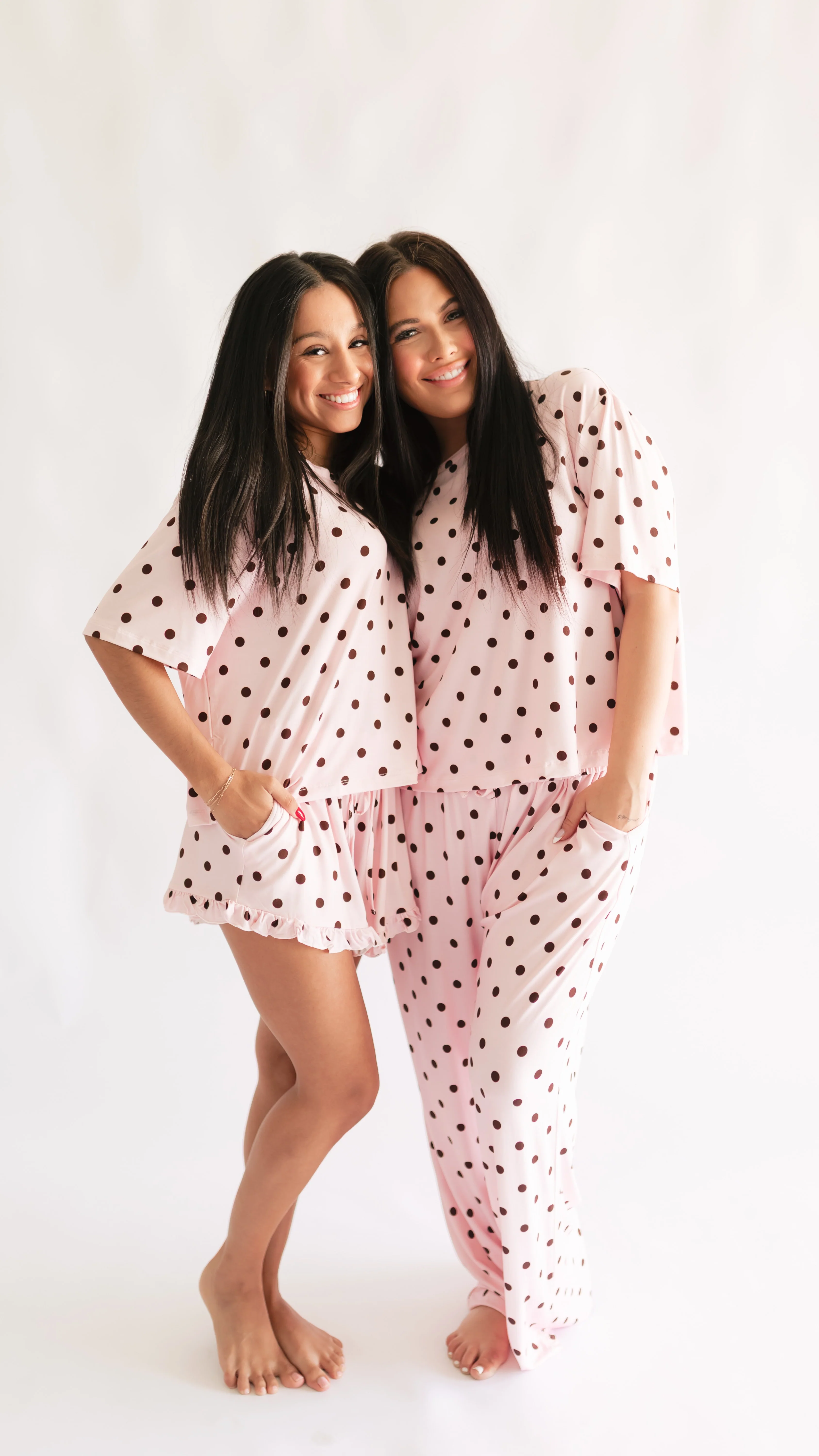 Women's T-Shirt and Pants Set in Pink & Brown Polka Dot - Image 3