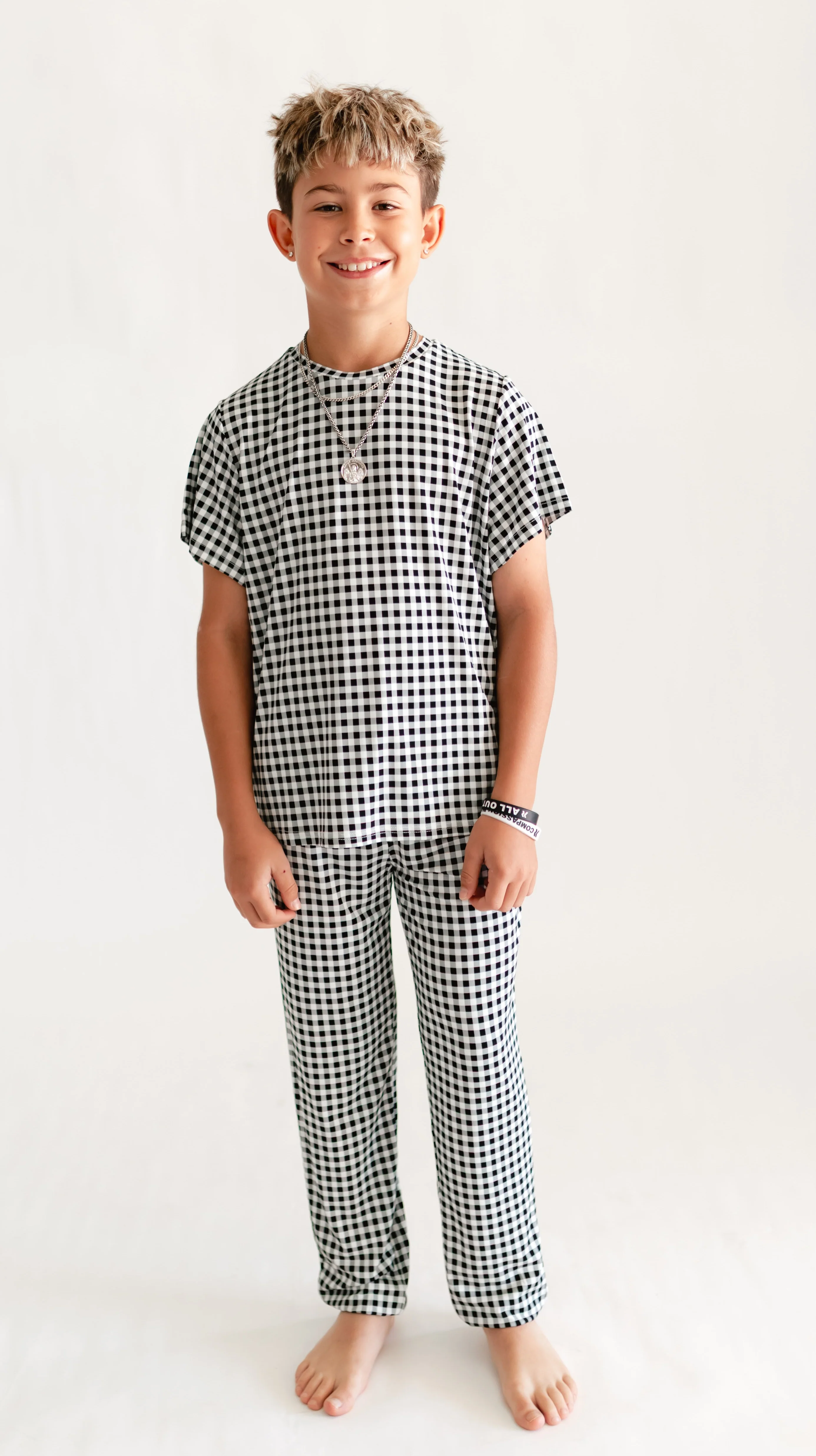 Youth Jogger Set In Black Gingham