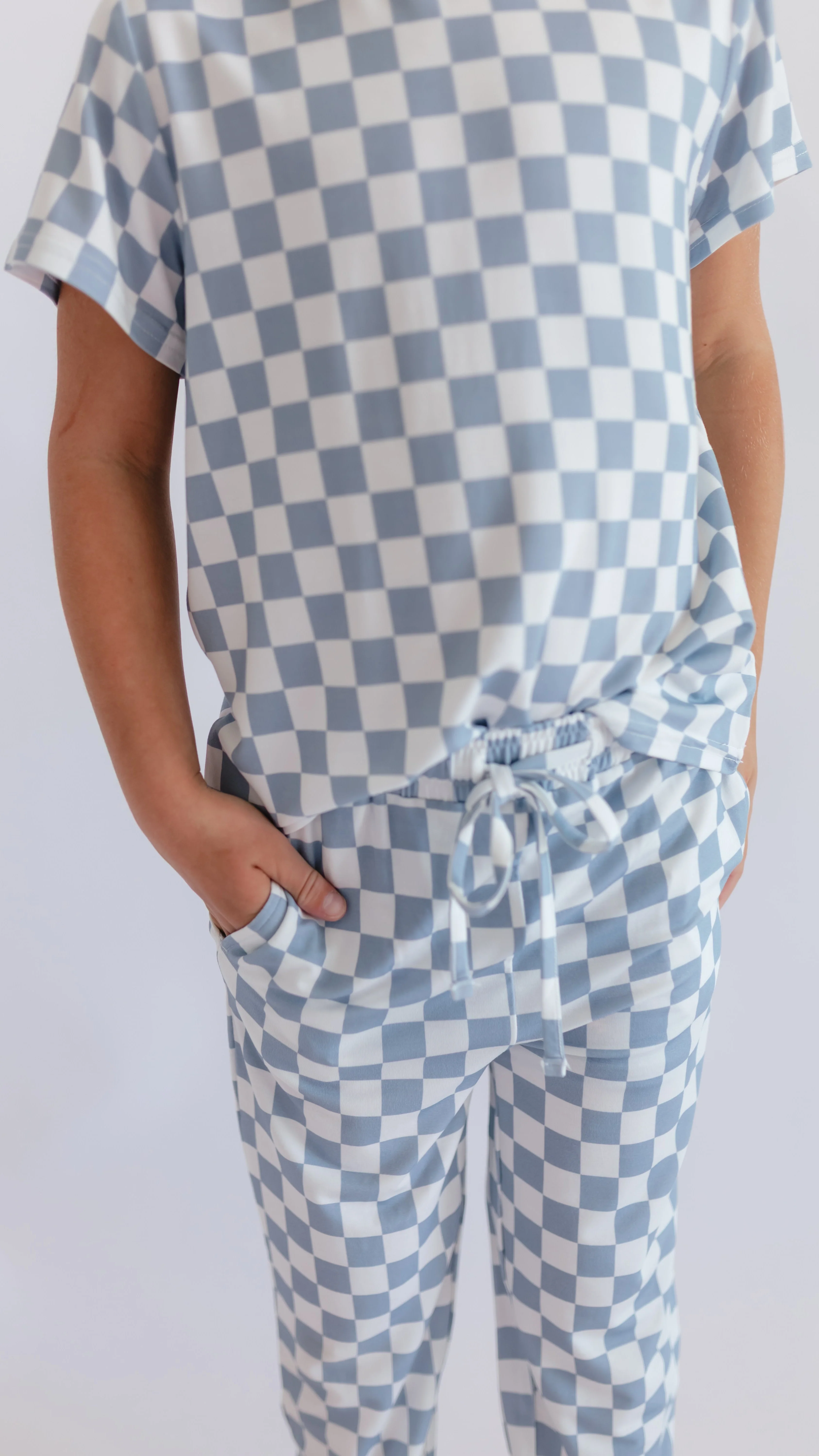 Youth Jogger Set In Cornflower Blue Checkered - Image 3