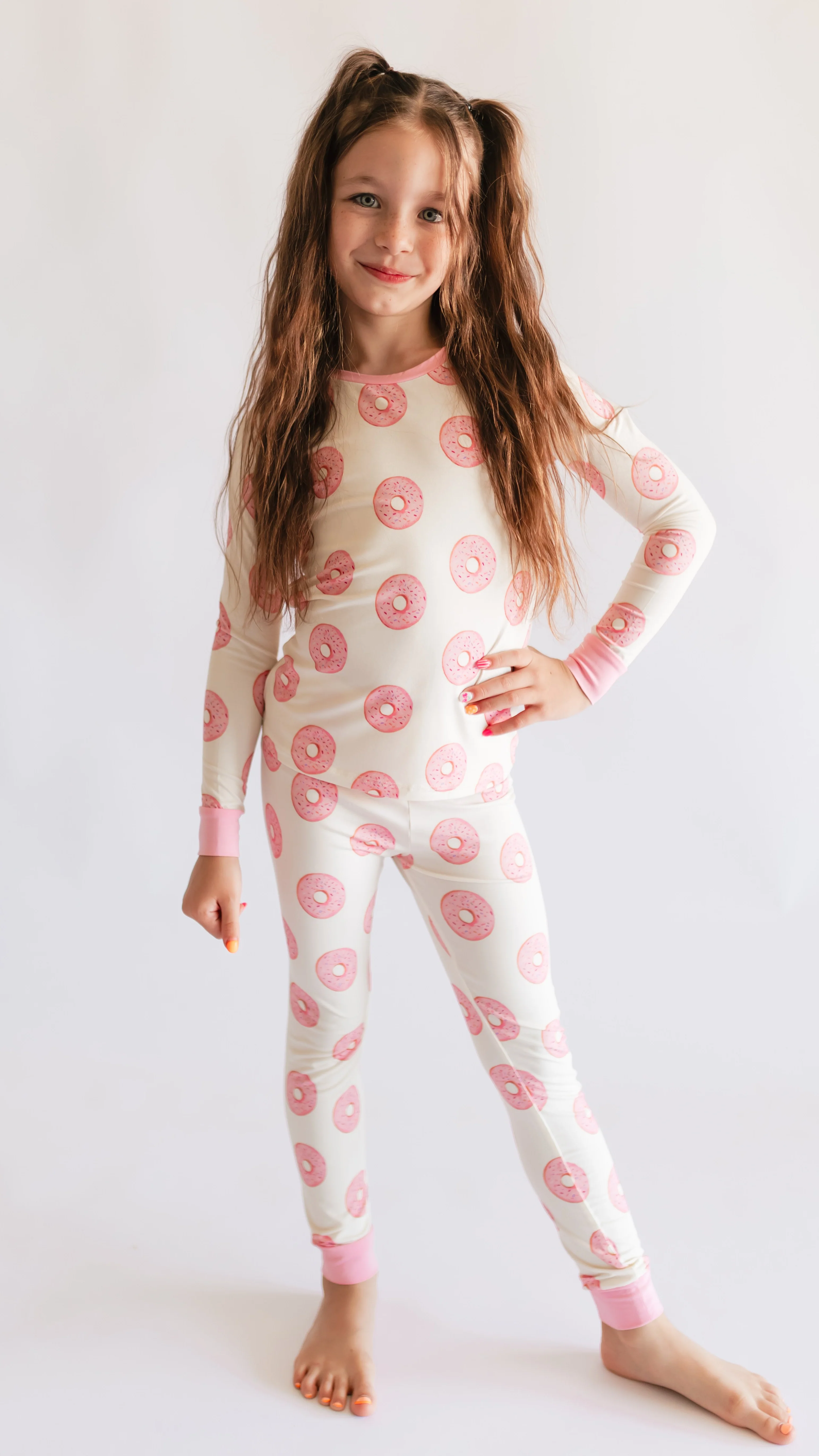 Youth Pajama Set in Pink Donuts - Image 2